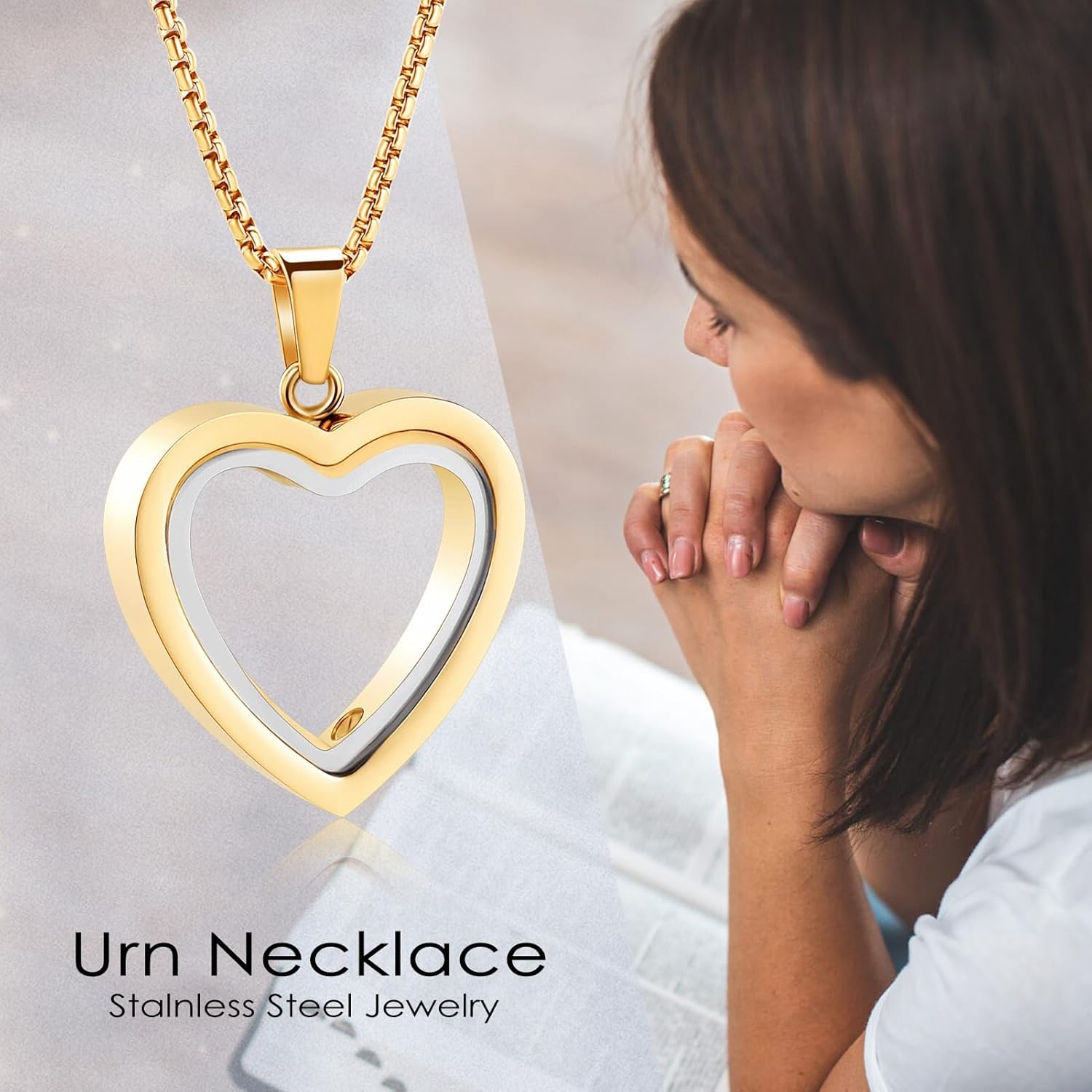 Cremation Jewelry Glass Urn Necklace for Ashes Heart Stainless Steel Ashes Pendant for Women Men Keepsake for Jewelry Memorial Lockets for Ashes - Image 3