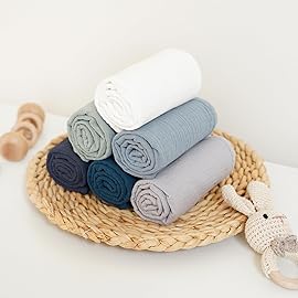 Konssy Muslin Baby Burp Cloths Sets for Unisex- 6 Pack Large 100% Cotton Burping Clothes for Newborn, Baby Girls and Boys