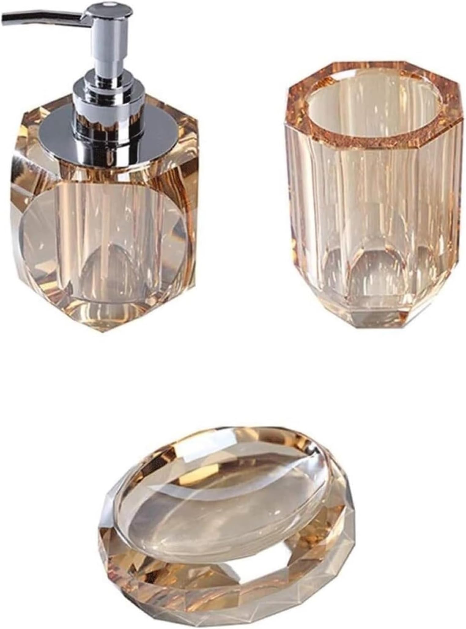 – 3-piece bathroom accessory set soap accessory set bottled soap accessory set crystal liquid soap container soap pump