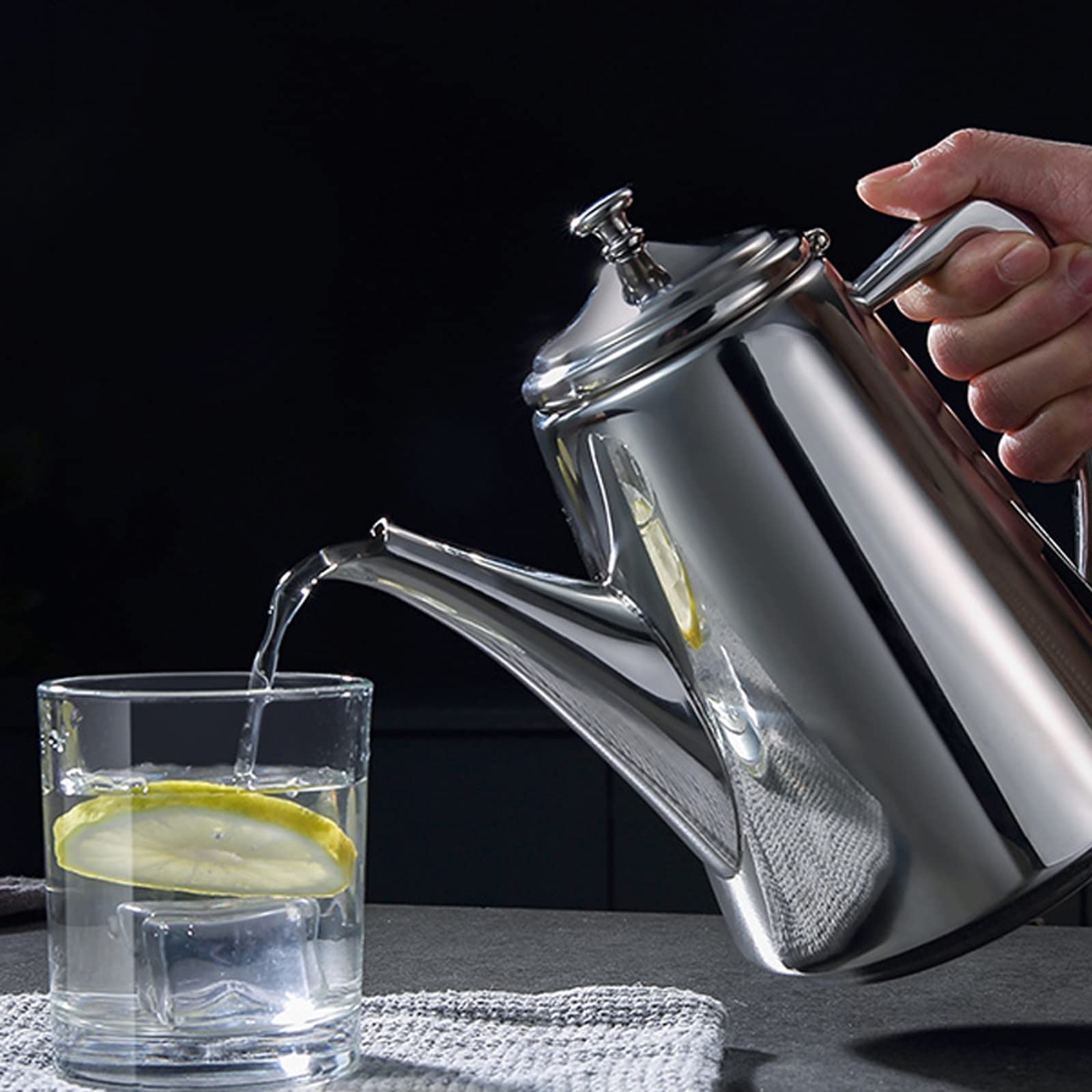 GRFIT Jarra de Agua Hervidor Fresco de Acero Inoxidable for el Restaurante Hogar de Gran Capacidad Alta Temperatura Resistente al hervidor de frío súper Grande con Tapa Jarra de Agua Cristal
