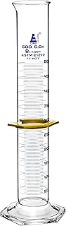 Graduated Cylinder, 500mL - ASTM, Class B Tolerance ±4.00mL - Protective Collar, Hexagonal Base - Blue Graduations - Borosilicate 3.3 Glass - Eisco Labs