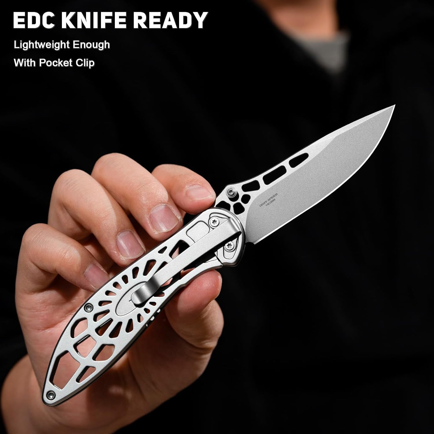 VALHALLA EDC Pocket Knife, 3.48'' Folding Pocket Knife for Men, Cool Knife with Stainless Steel Blade, Full Steel Skeleton Design, Lightweight