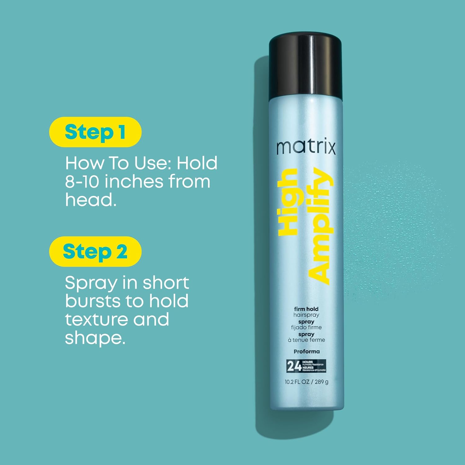 Matrix High Amplify ProForma Firm Hold Hairspray - Adds Intense Volume & Shine, For Fine Hair, Silicone-Free and Vegan, 24 Hour Humidity Resistance, Fast Drying, For All Hair Types - Image 4