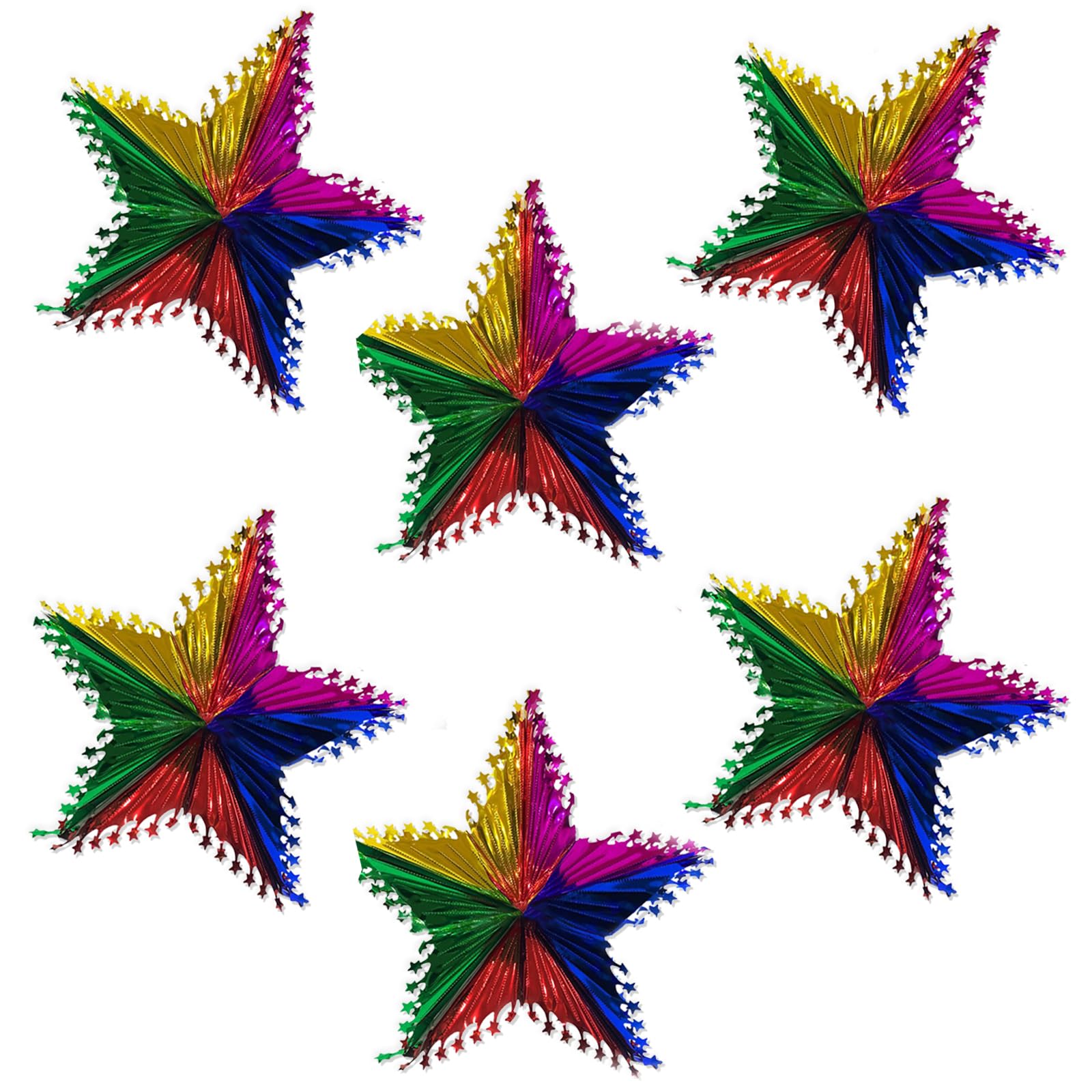 EDLMKM Set of 6 Christmas Foil Hanging Decoration, Christmas Ceiling Decorations, 3D Star Snowflake Stars Ornament, Xmas Tree Hanging Foil Garlands Decoration, Holiday Party Supplies