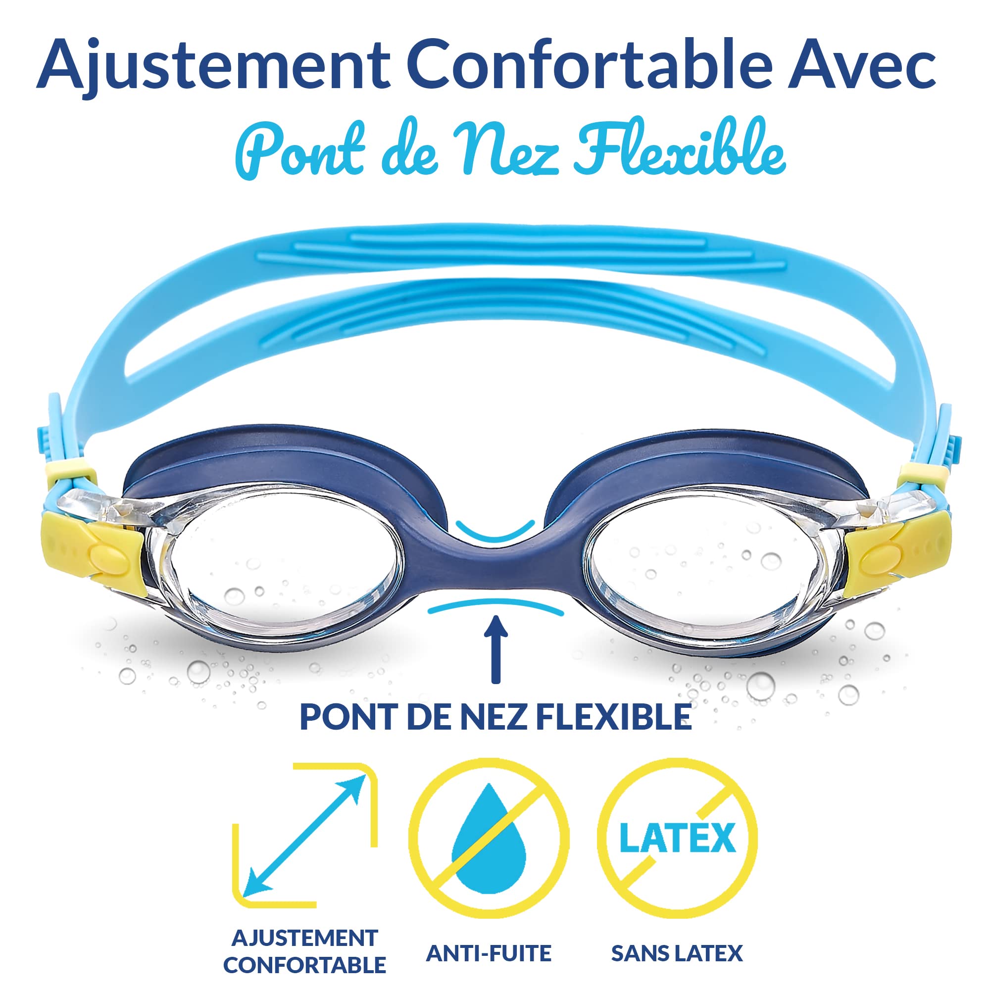 Limmys Lunettes de Natation Enfant 3-12 Ans Anti-Buée UV400 Protection Étanches