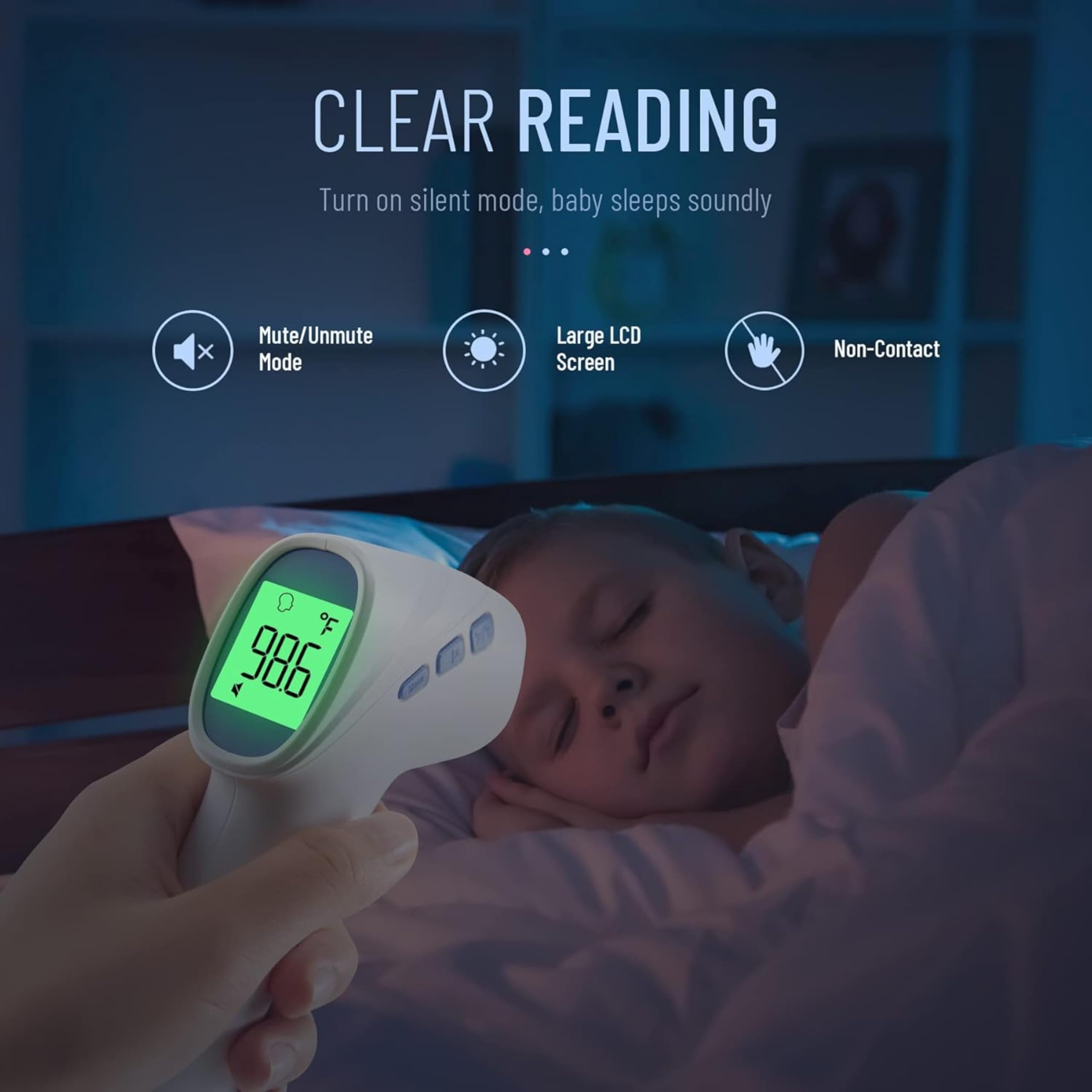 Dr Excel - Infrared Digital Thermometer For Fever - Non-Contact, Quick Read Infrared Thermometer Temperature Gun for Adults & Children, Quick Result, High Accuracy, Large Display, (1 Year Warranty) 4