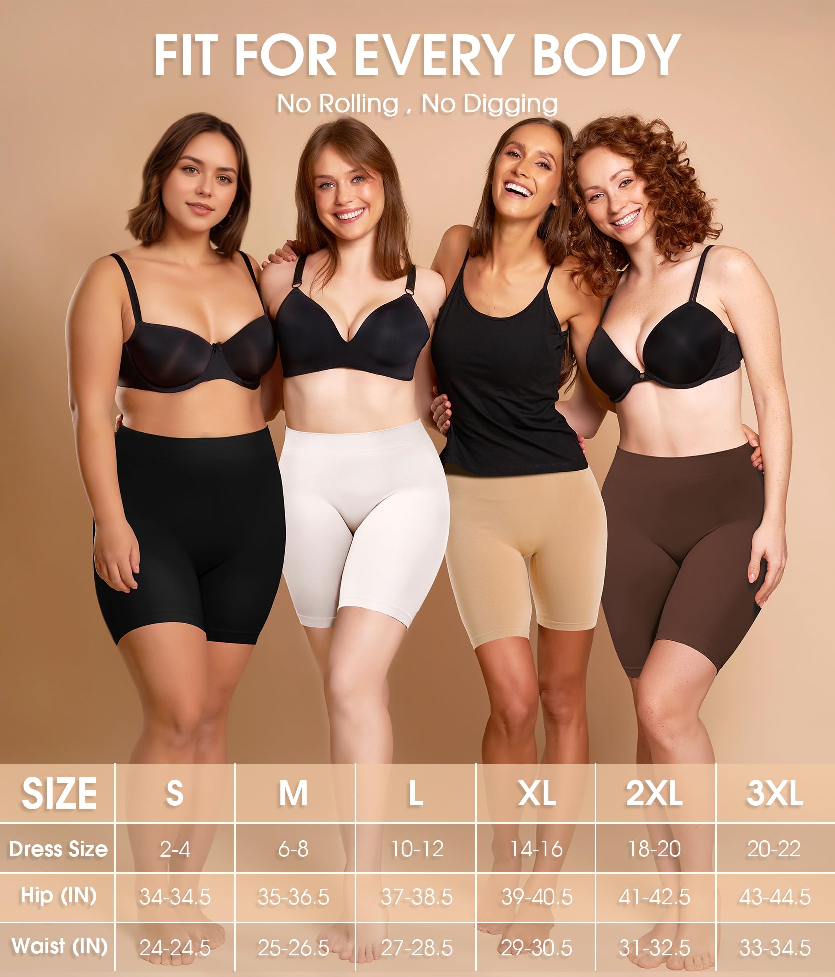 Yeblues Women 3 Pack Seamless Slip Shorts for Under Dress Smooth Boyshorts for Yoga/Bike/Workout Shapewear Shorts, 3 Pcs-black, X-Large 3