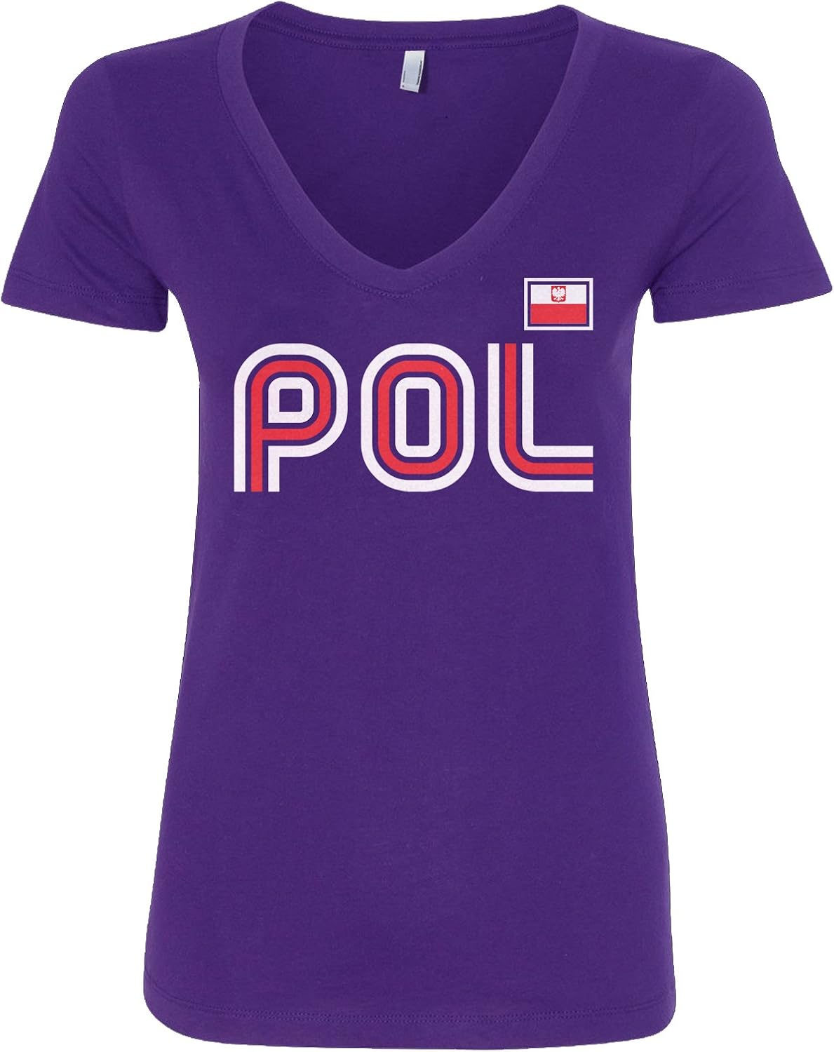 Threadrock Women's Poland Athletic Retro Series V-Neck T-Shirt