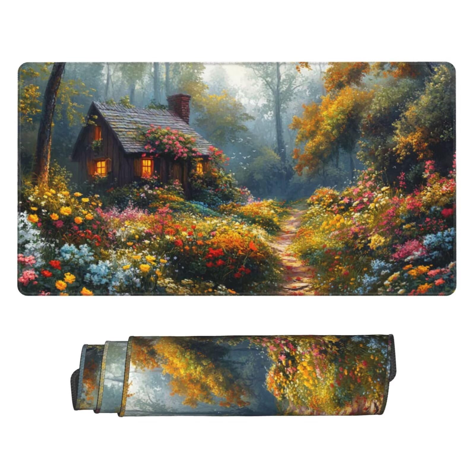 Gaming Mauspad XXL 1200x400x3mm Mousepad Verlängertes Groß Mauspad Schreibtischauflage,Genähte Kanten rutschfeste Gummibasis,Verbessert Präzision Geschwindigkeit Home Office Hüttenlandschaft L-4792