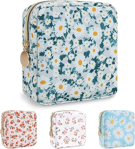 izuzta Nylon Lager Pequeño Slim Mini Maquillaje Bolsa Organizador, Margarita verde