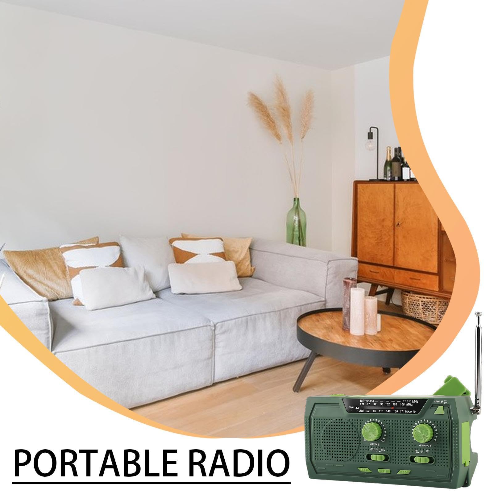 Radio À Manivelle Charge Solaire Batterie 2000 mAh AM FM Alarme SOS