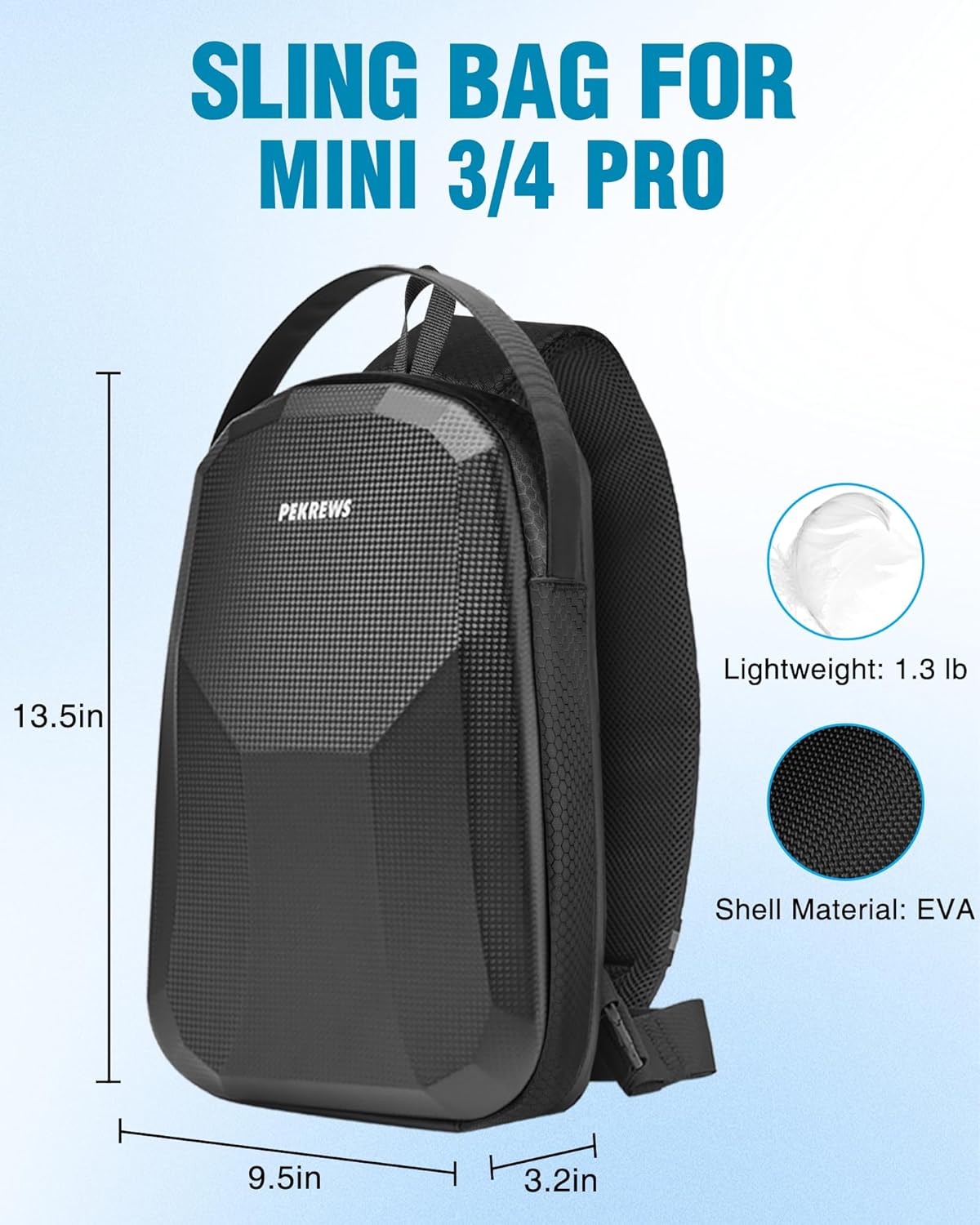 Mini 4 Pro Case, Mini 3/4 Pro Waterproof Hard Carrying Case, Portable Travel Drone Sling Backpack, Crossbody Bag for DJI RC 2/RC/N3/N2/N1 Controller, DJI Fly More Combo and Drone Accessories - Image 9