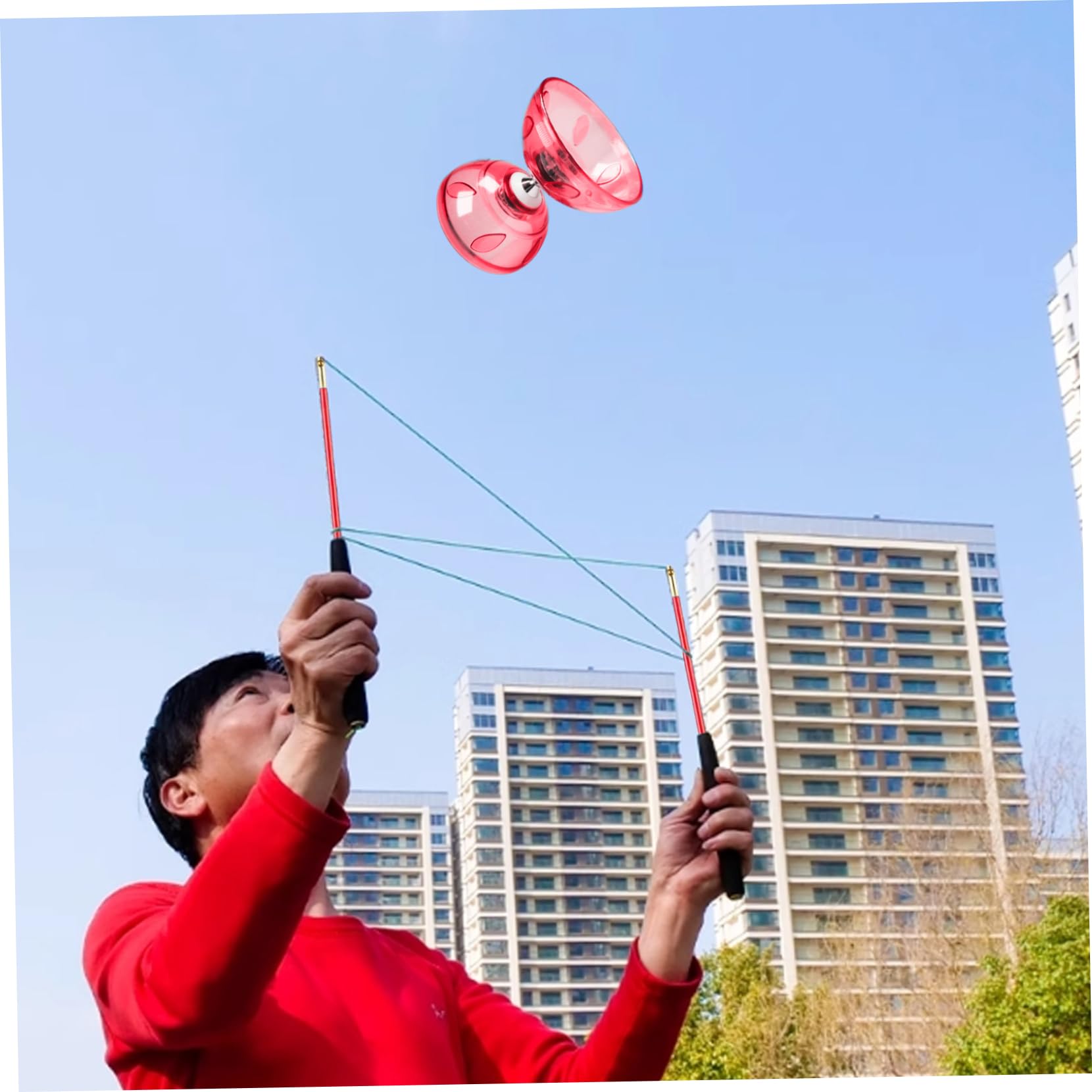 Diabolo, Yoyo Cinese con Corda e Bastoncini di Ricambio e Istruzioni, Yoyo Professionale per Principianti, Giocatori esperti|.Cinese