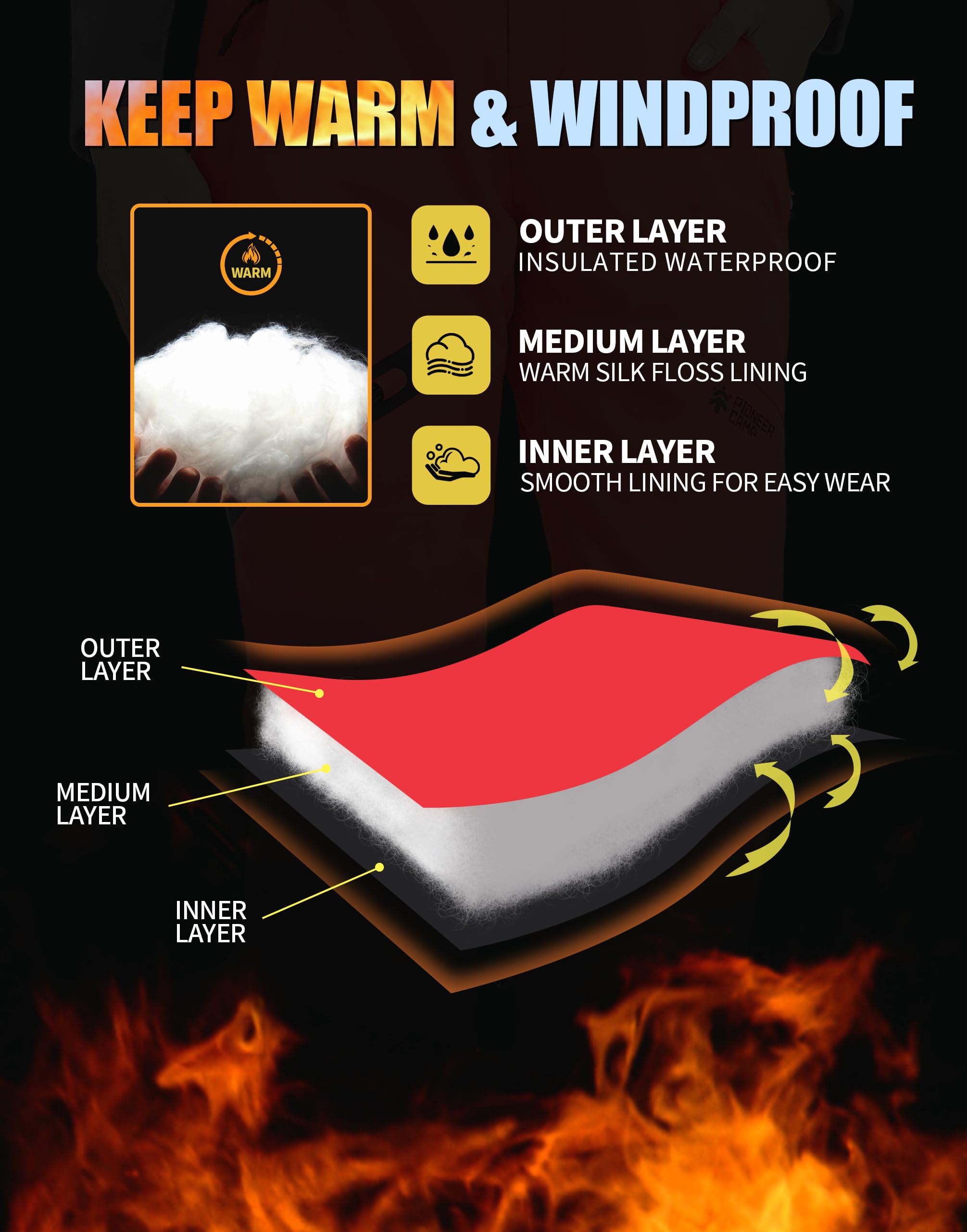 Pioneer Camp Pantaloni da Sci da Donna Cuciture Nastrate Impermeabili Ghette da Neve Integrate Ginocchio Articolato Bretelle Staccabili Regolabili Pantaloni Softshell Invernali da Esterno