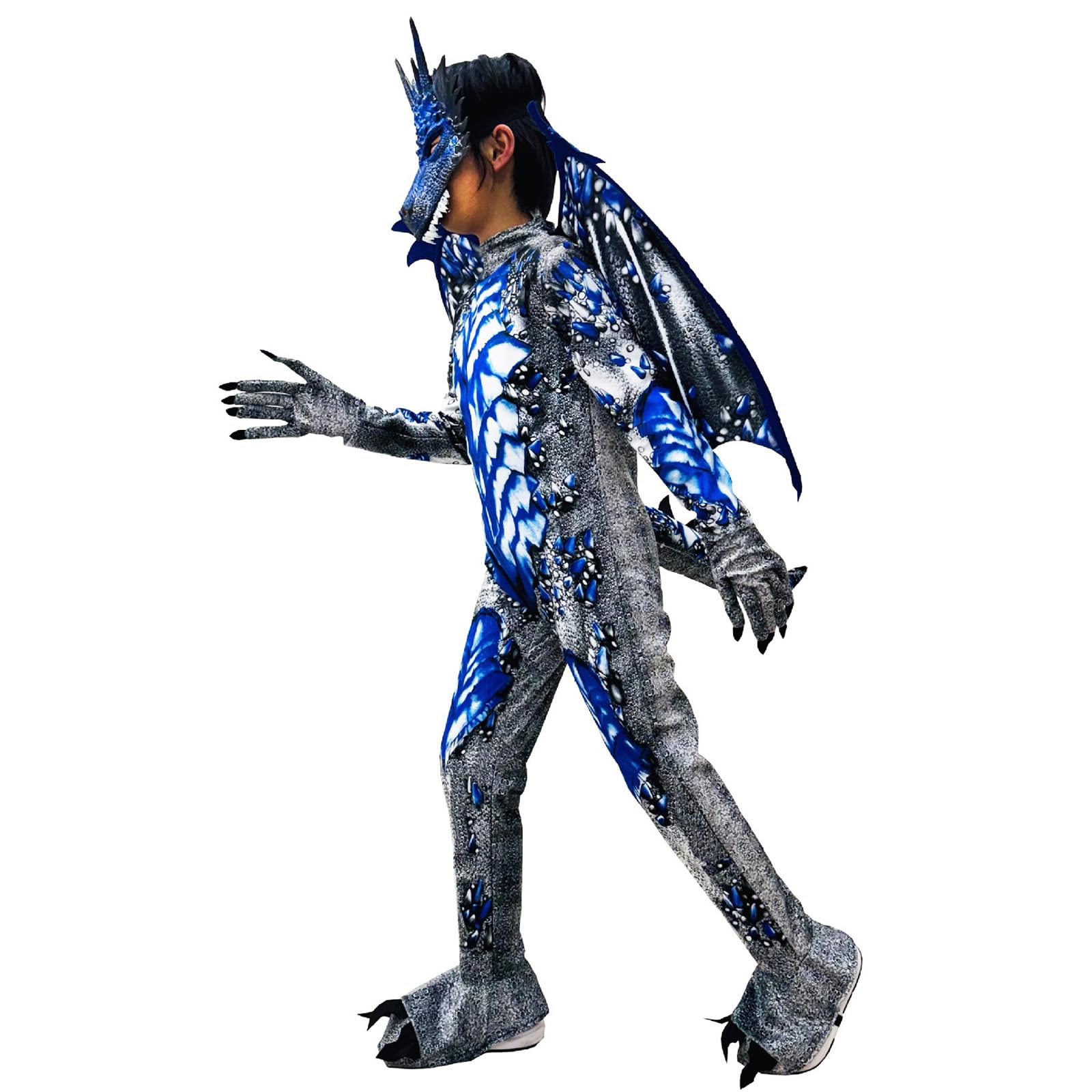 Costume Drago Bambino per Carnevale Costumi Dragon Cosplay Bambino per Halloween Tuta da Drago Festa di Compleanno Regali per Bambini dai 6-12 anni