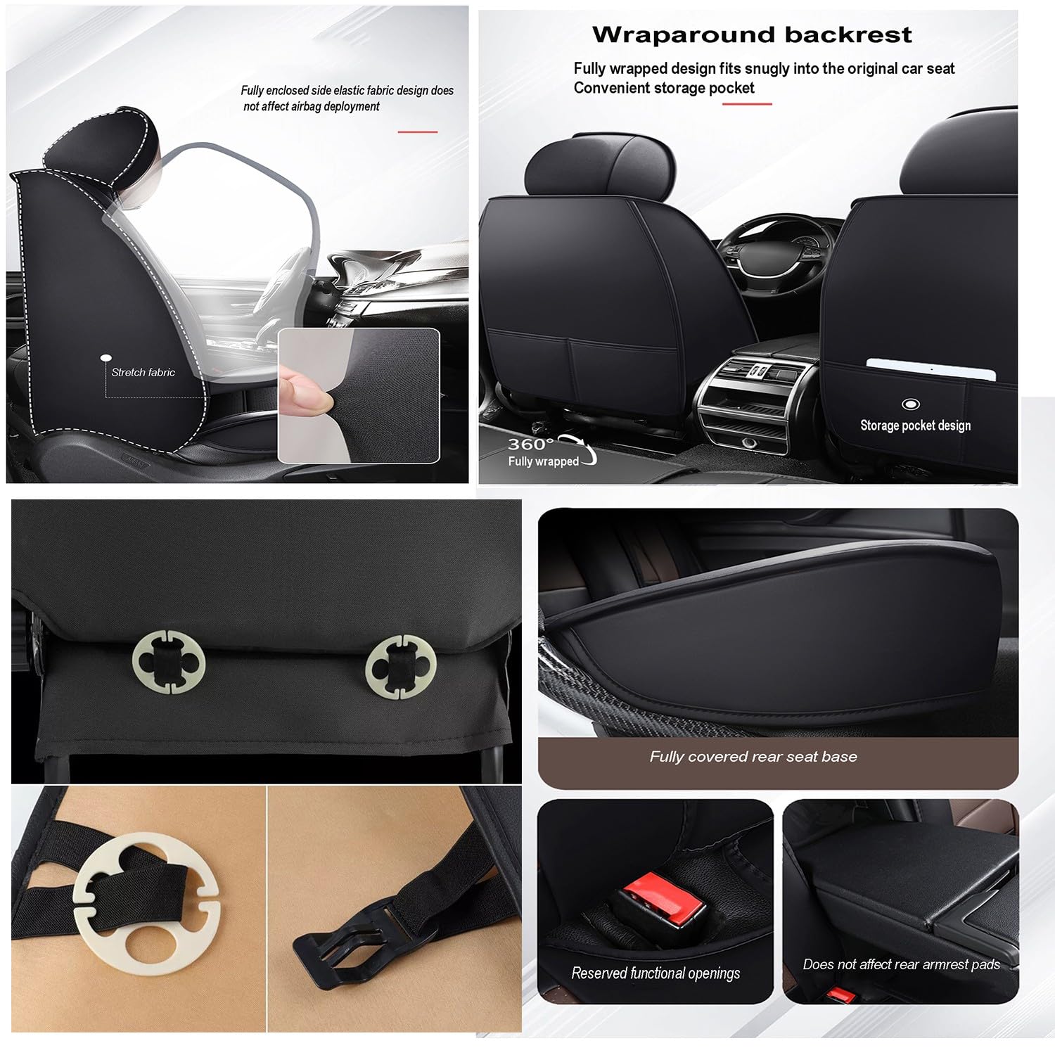 Generisch Autositzbezüge für 𝖠𝗎𝖽𝗂 A4 Avant 2015-2024 Sitzbezug,Wasserdichtes VerschleißFest Leder Full Set Auto Sitzschutz,Sitzbezüge Vorne und Hinten 5-Sitze Auto-Schonbezüge