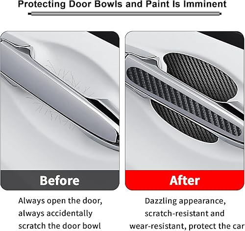 Miniatura 4 de 8 calcomanías para manija de puerta de automóvil, protectores de arañazos para manijas de puerta de automóvil (negro)