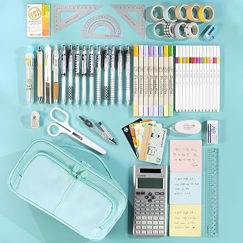 Pencil Case Large Capacity Pencil Cases for Students Kids Girls Boys, Portable Double Zipper Green Pencil Pouch Organizer Bag School Office Aesthetic Supplies for Secondary School Teens Adults Women