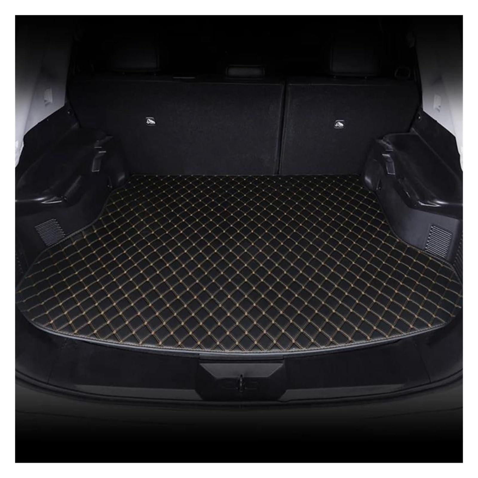 Tapis Coffre Voiture Tapis De Coffre Arrière en Cuir Synthétique pour Kia pour Sportage 2014-2017 1 Pièce(Beige Noir)