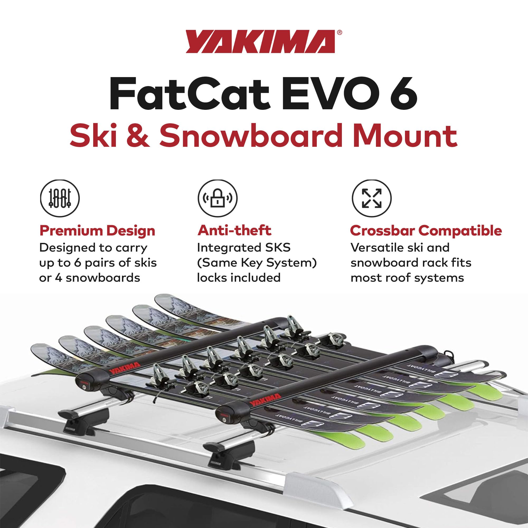YAKIMA FatCat EVO6 ボード　スキー　キャリア　ヤキマ 楽天市場】スキー/スノーボードキャリア FatCat EVO 6 ファット