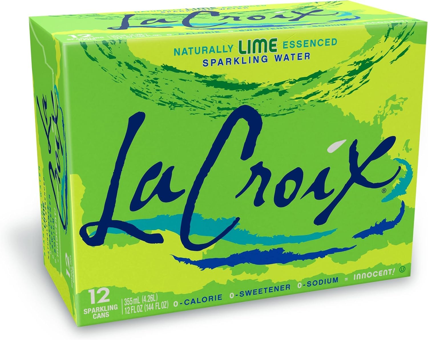 La Croix Naturally Essenced | 0 Calorie | 0 Sweetener | 0 Sodium | Lime Sparkling Water 355ml (Pack of 12)