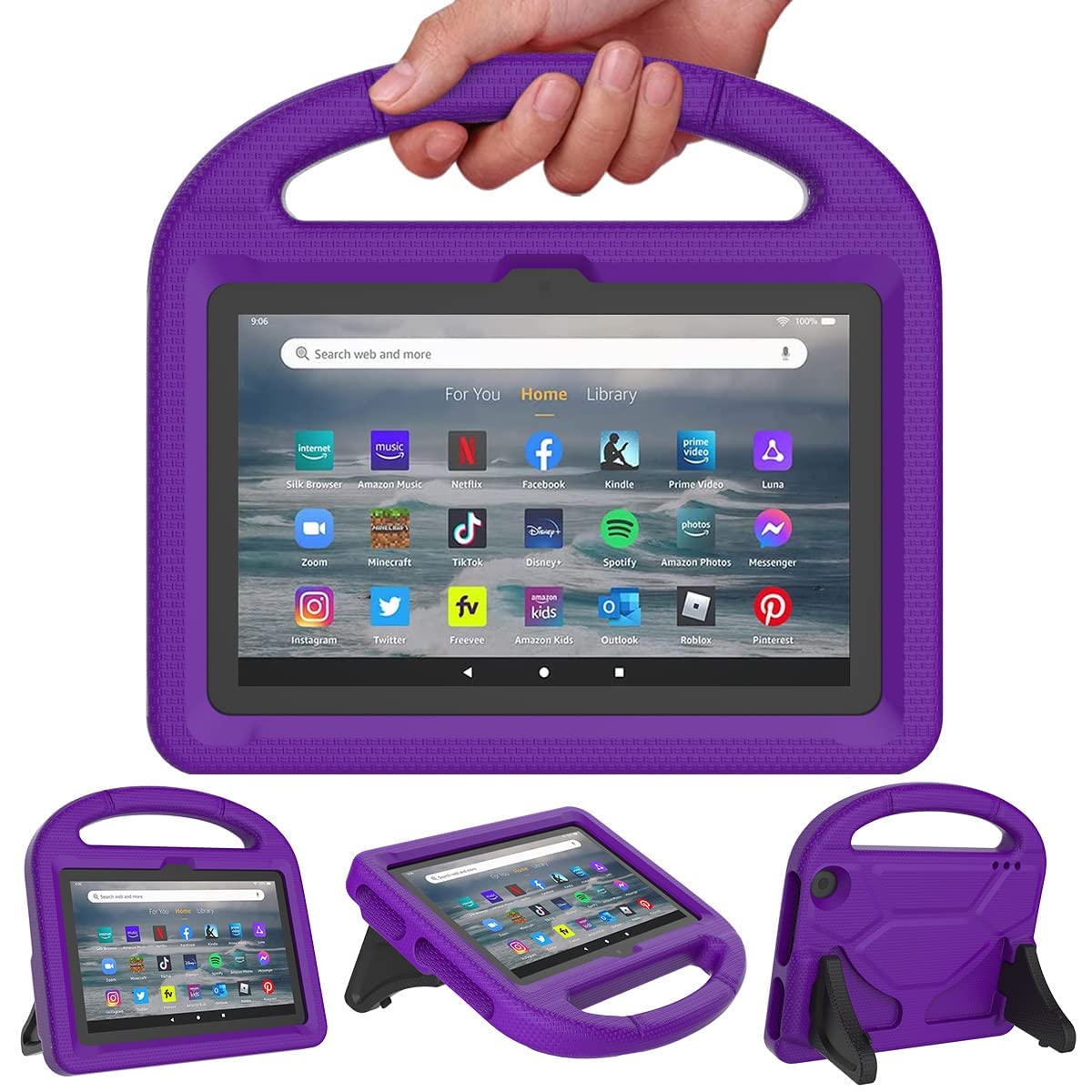 Photo 1 of 2 SETS - All-New Fire 7 Case for Kids, YIHE Case for Amazon Kindle Fire 7 inch Tablet (12th Generation,2022 Release), Shockproof Kid-Proof Protective Case with Handle Stand for Fire 7 2022, Purple