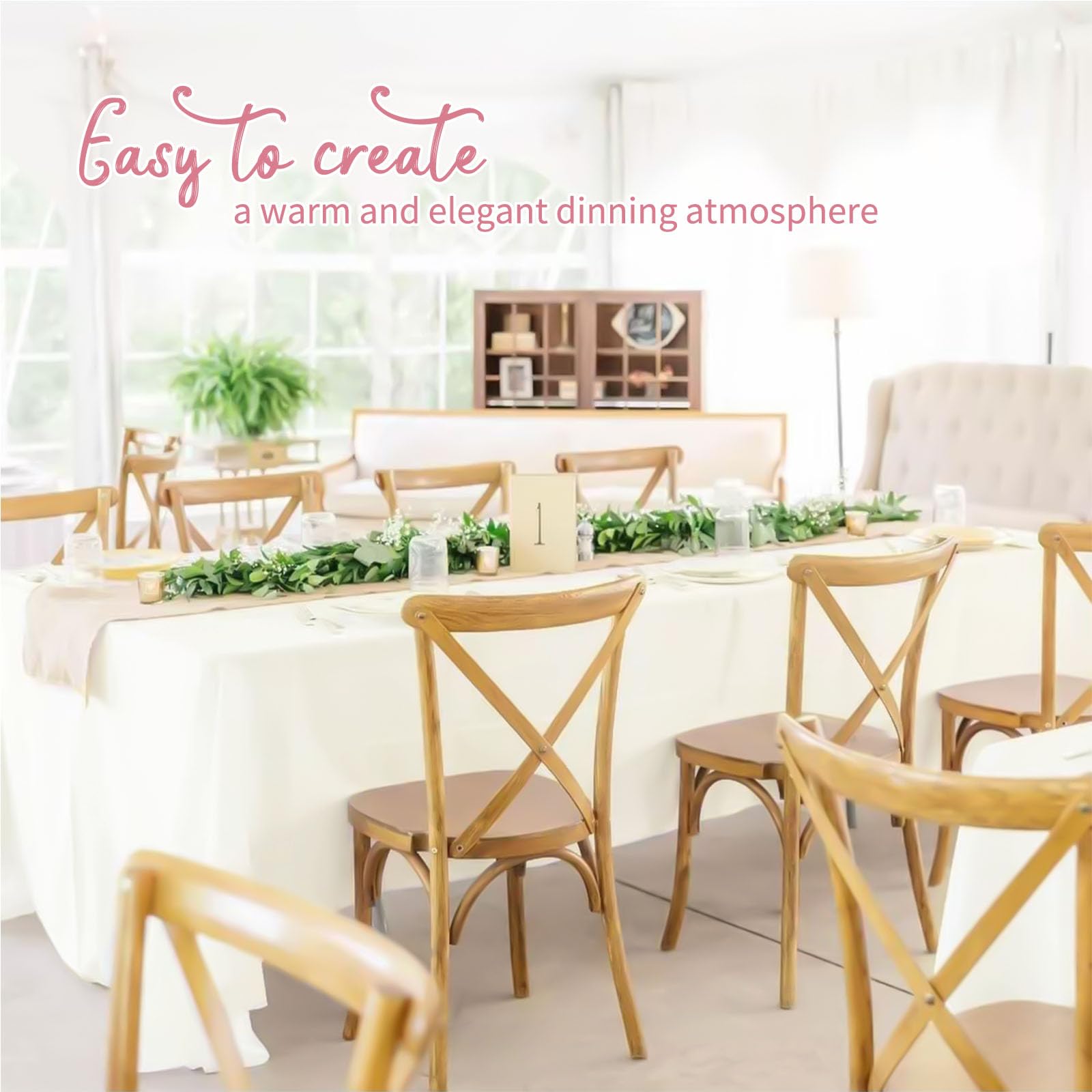 Pesonlook 12 pacchetti di tovaglia in poliestere in avorio-60 x 102 pollici di rettangolo lavabile avorio per tavoli da rettangolo da 6 piedi per matrimonio/festa a buffet/tavolo da pranzo/eventi