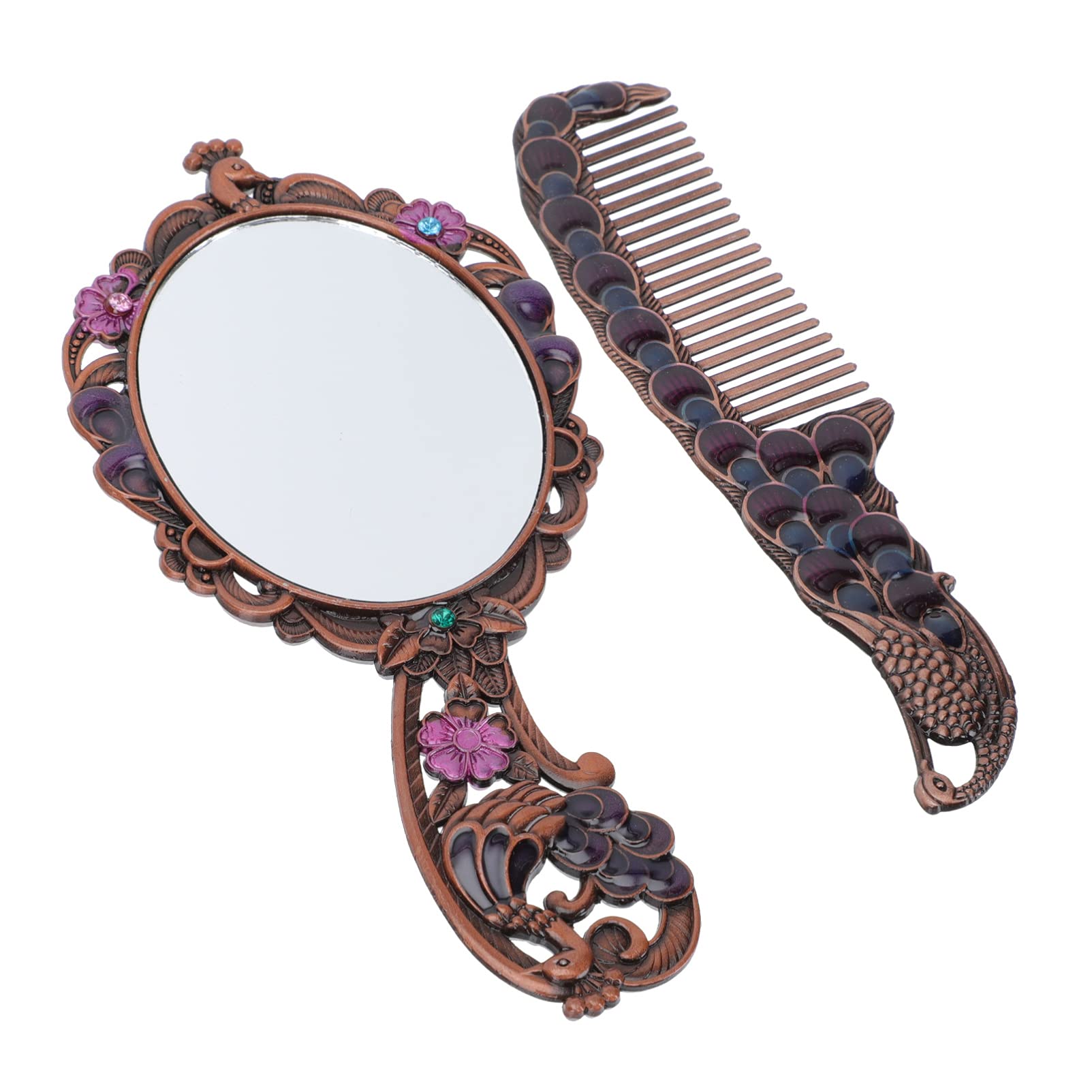 FRCOLOR 4sets Specchio Da Trucco Portatile Con Pettine Specchio Cosmetico Per Viaggi e Uso Quotidiano Accessori Bellezza Per Donne e Ragazze Design Compatto e Resistente