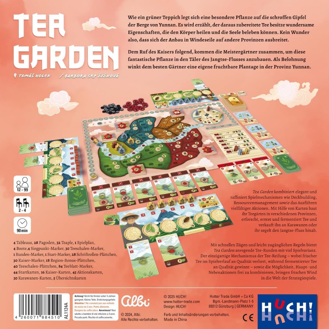 HUCH!, Tea Garden, Gesellschaftsspiele, Strategisches Teeanbau-Abenteuer, Erlebe die Faszination der Teeverarbeitung, Perfekt für Familienabende, Für 2-4 Spieler ab 12 Jahren