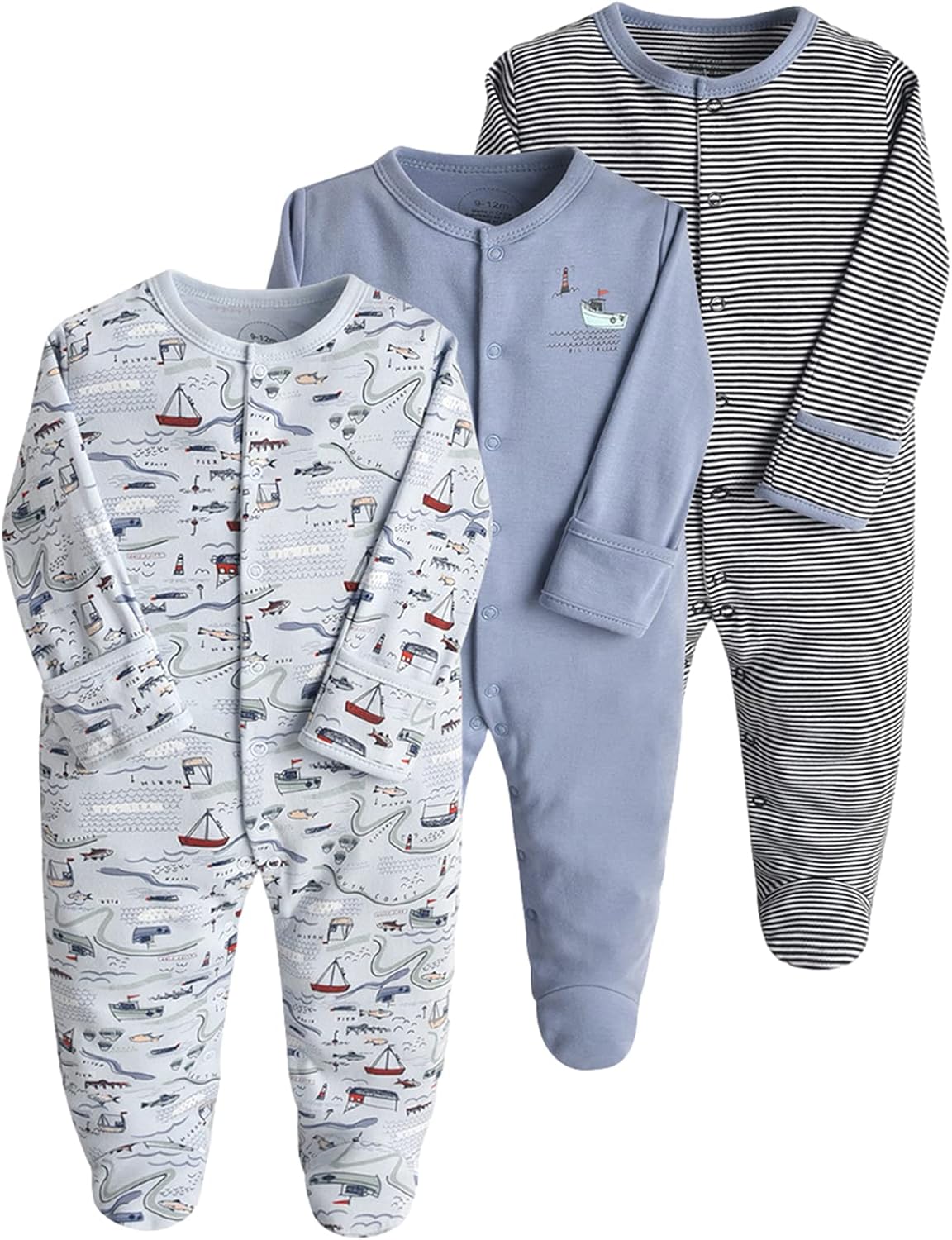 amropi Uniseks rompertjes met print voor babyjongens, set van 3 met