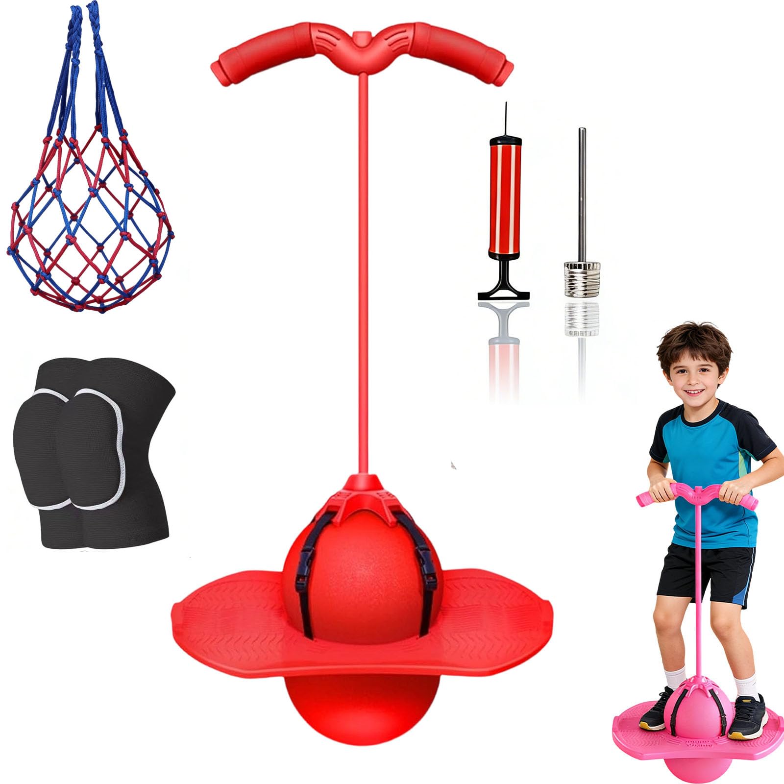 2026 Neu pogo-sprungball Mit Griff, Pogo Ball Hüpfspielzeug Outdoor, Höhenverstellbar, Stabil & Spaß für Kinder & Erwachsene - Tragfähigkeit 300 Kg, Pogo Ball - Verdickt Und Verschleißfest (1PC-E)