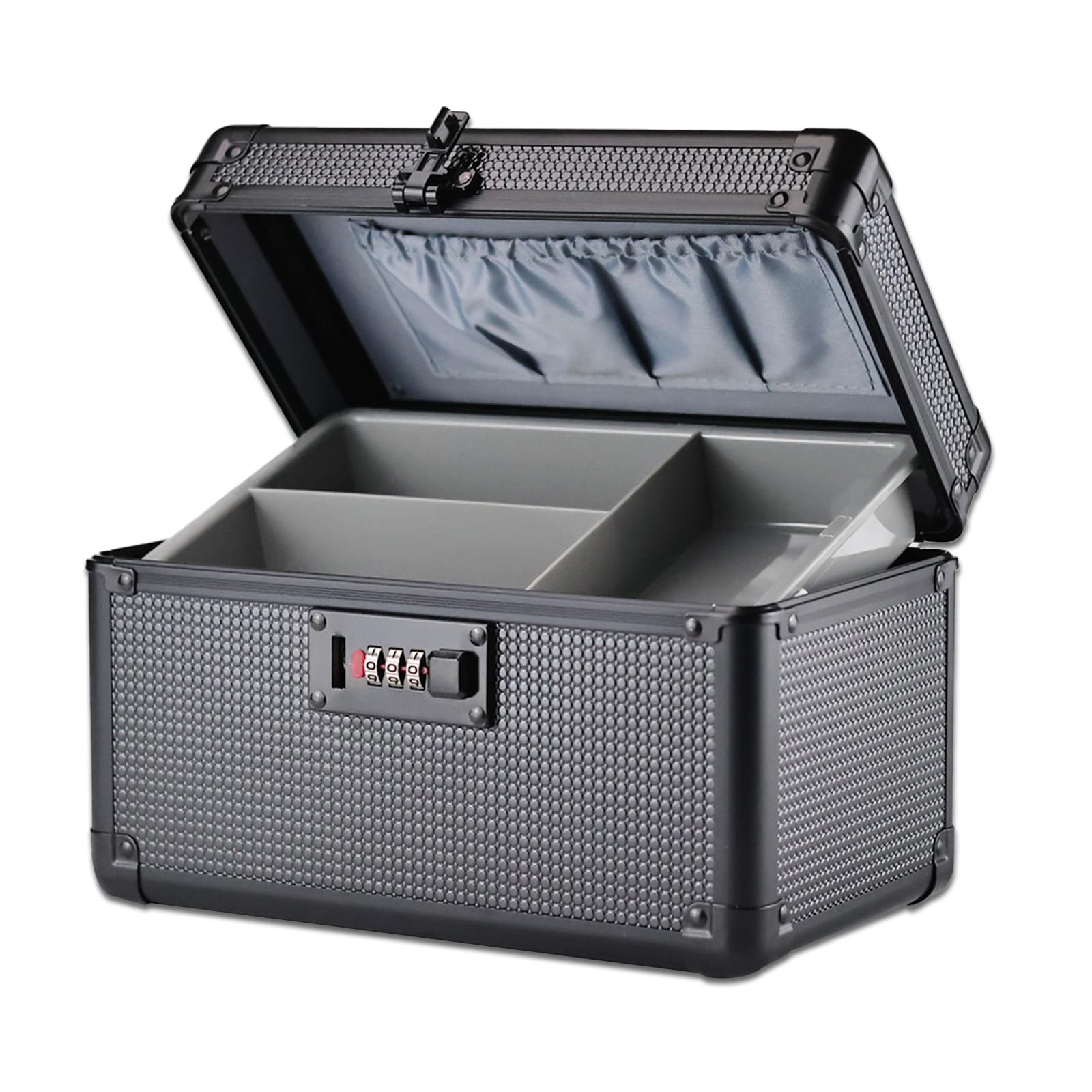 Pogianhae Dot Black Medicine Lock Box With Code, Secure Multipurpose Locking Box