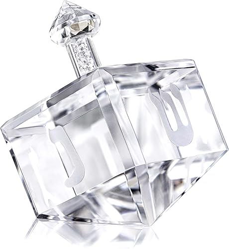 QFkris Pisapapeles Dreidel de cristal de Hanukkah con letras hebreas de 3.5 pulgadas, figuras de cristal coleccionables, regalo de Hanukkah,