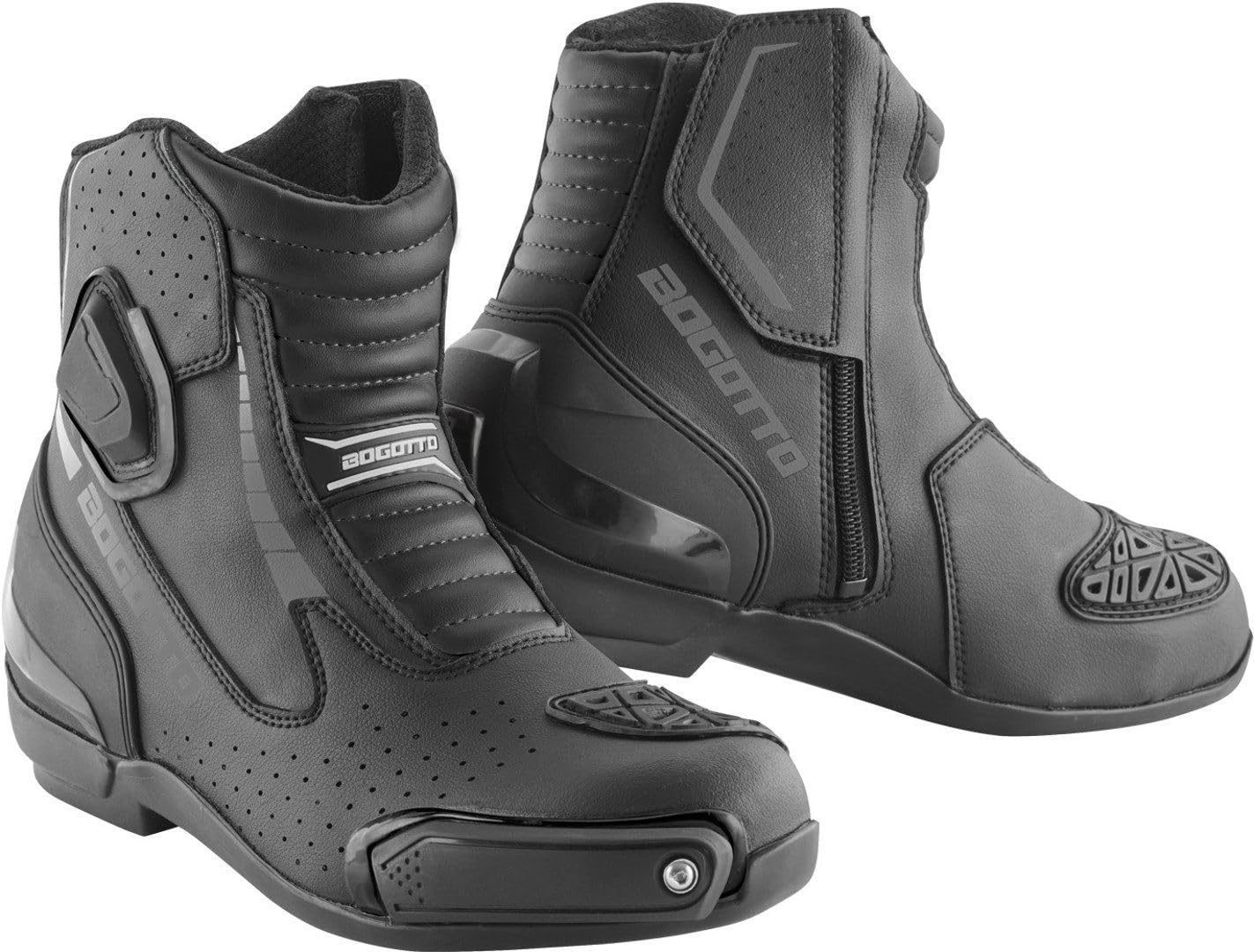 Bogotto Cartagena perforierte Motorrad Stiefel, schwarz, 44 | Atmungsaktiv