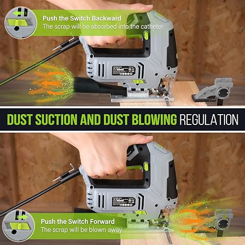 Miniatura 9 de WORKPRO Juego de 25 hojas de sierra de calar con vástago en T + sierra de calar WORKPRO de 6.5AMP 850W con cable, kit de herramientas de sierra de