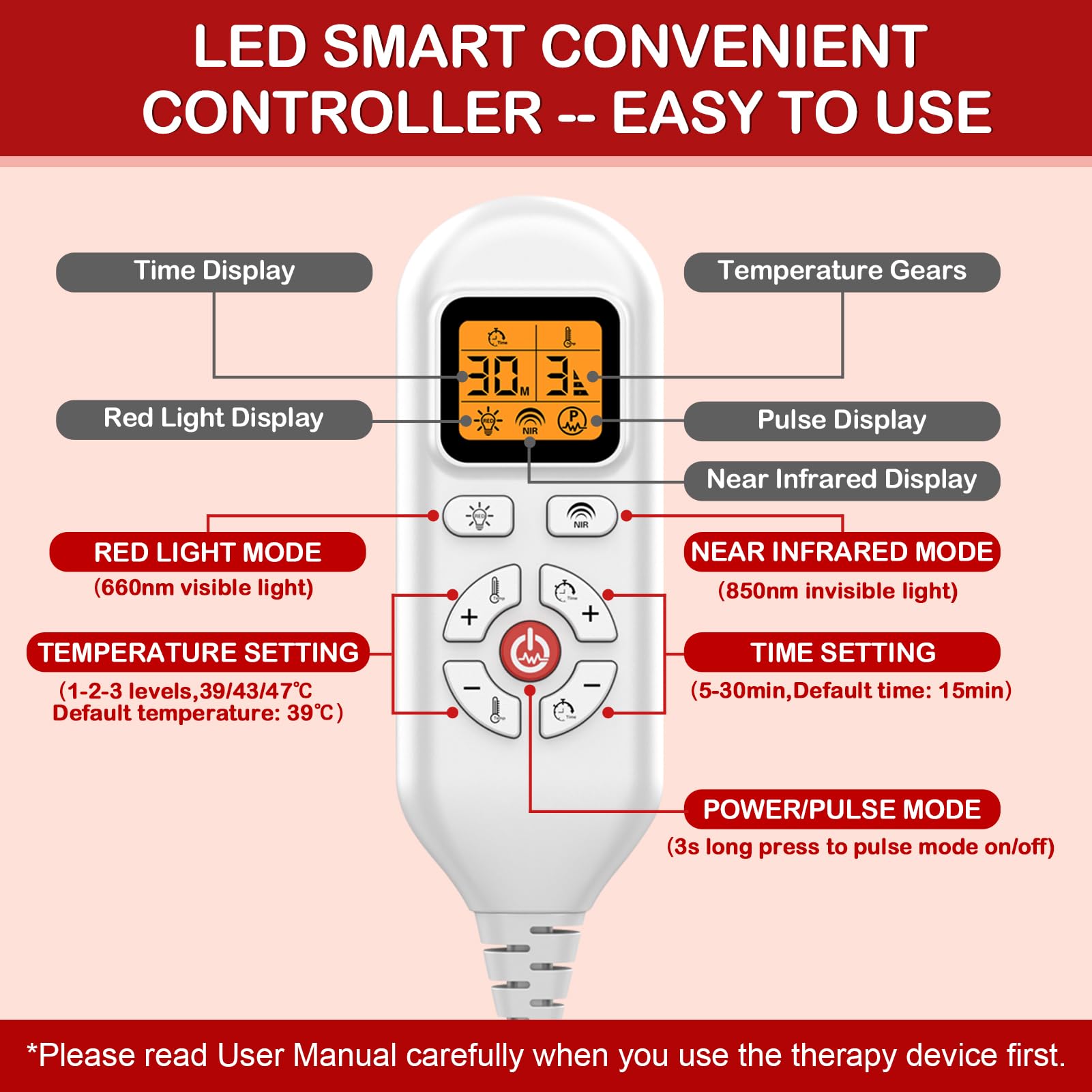 JOBYNA Infrarottherapie & Rotlichttherapie für Nacken, 660nm & 850nm LED Rotlichtlampe Infrarotlampe, Red Light Therapy Einstellbarer Temperatur für Körper, Arm, Handgelenk, Knöchel, Fuß Schmerz