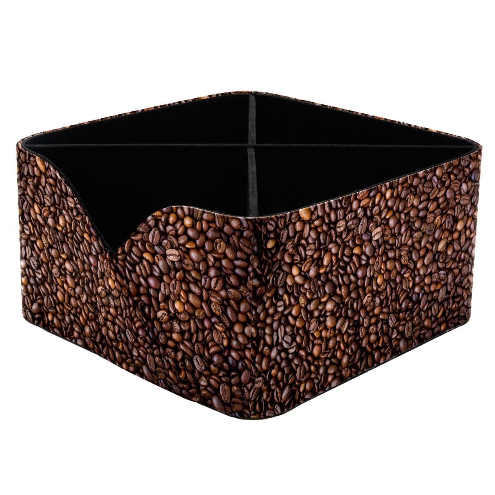 KengjuTesu Coffee Beans Desktop Organizer Pen Holder, Rectangular Pencil Cup for Office, Study and Makeup Stations