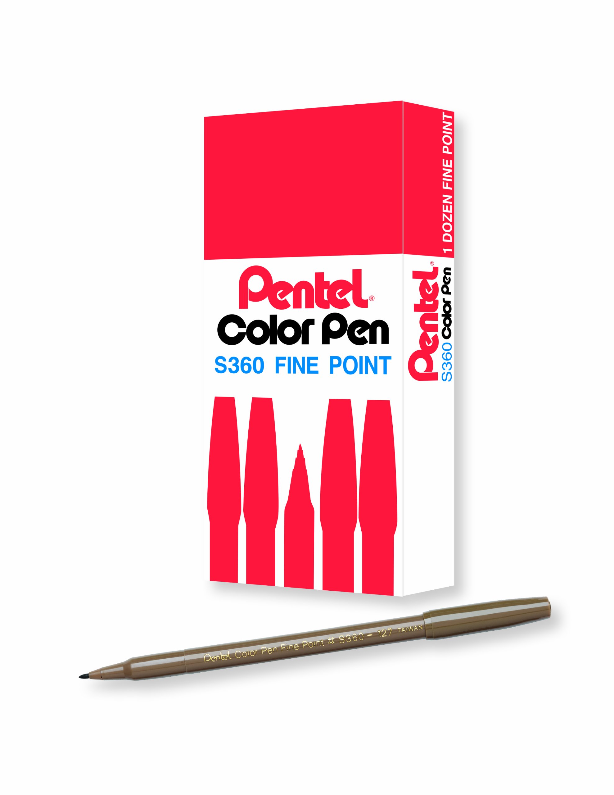 Pentel Arts Color Pen, Raw Umber, Box of 12 (S360-127)