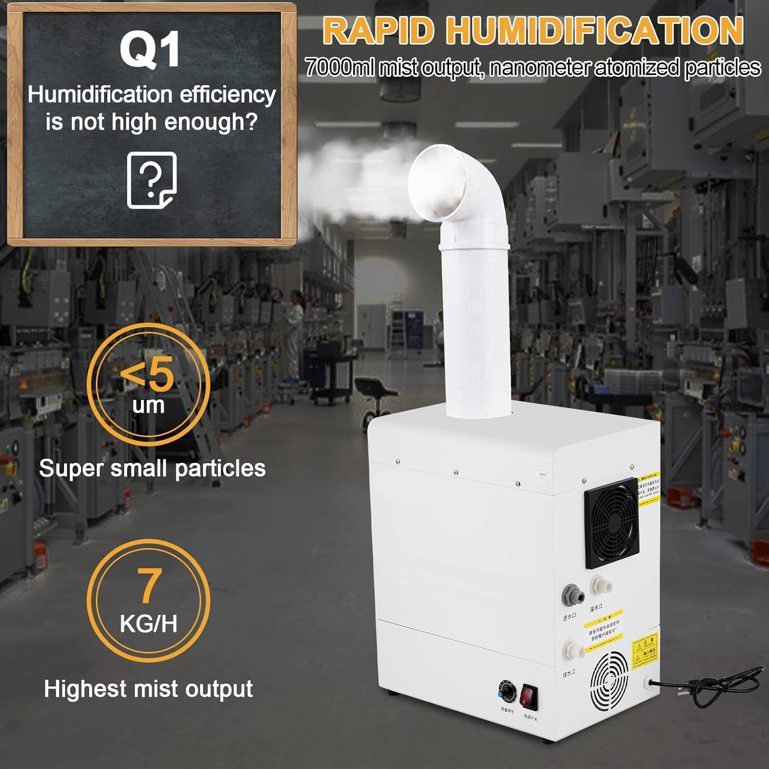 An Industrial Humidifier with High Output and Fine Mist