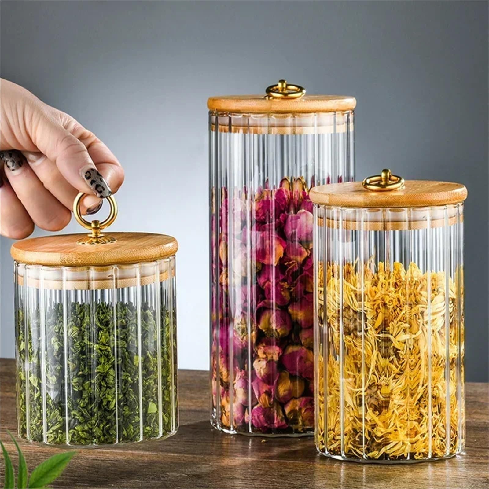 2 stücke Lebensmittel Behälter Küche Lagerung Flaschen Glas Luftdichten Kanister Körner Tee Kaffee Bohnen Getrocknete Früchte Süßigkeiten gläser FüR TrockenfrüChte(9.15cm)