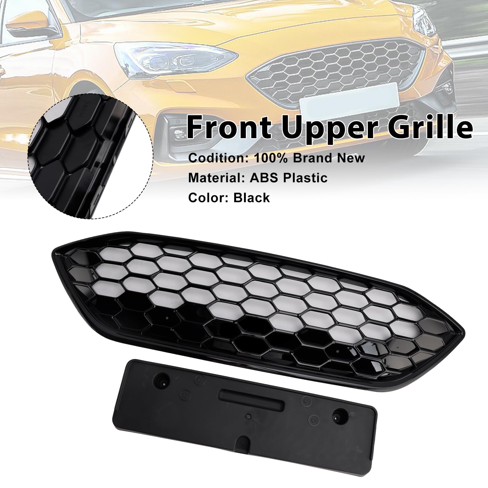 Griglia paraurti Anteriore Gloss Black Front Bumper Grille Fit for Ford Focus ST + ST Line MK4 2018-2021 (No Logo)