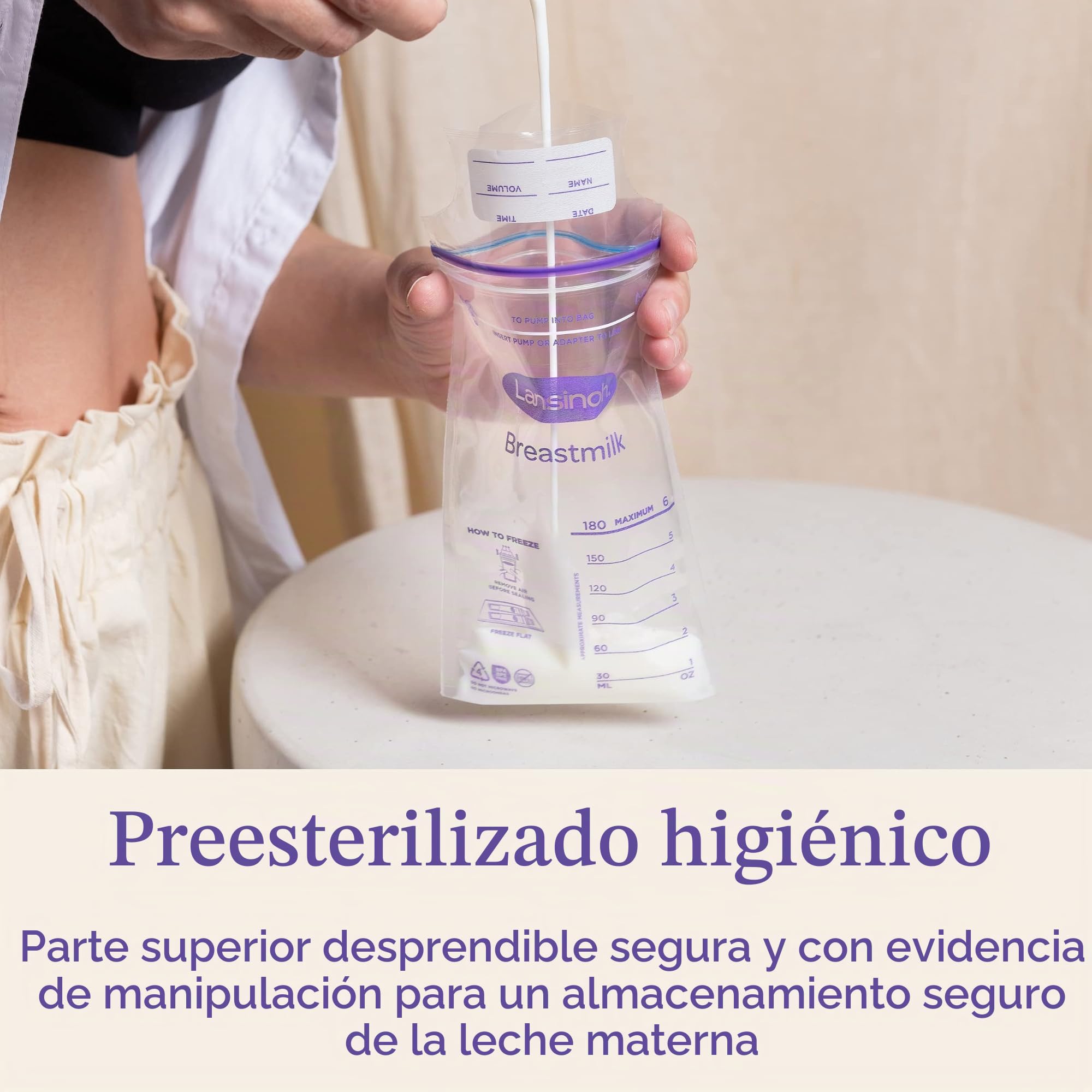 Lansinoh Bolsas De Almacenamiento De Leche Materna De. Guarda Y Conserva La Leche Materna Extraída., Blanco, 50 uds