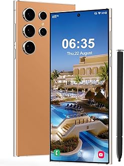 I24 Ultra 5G Unlocked Smartphone,Android 13.0 8GB+256GB Fully Unlocked Cell Phone Built in Pen The Phone Battery 6800mAh,6.8" HD Screen,48MP+108MP Camera/Dual SIM/Fingerprint Lock/Face (Orange)