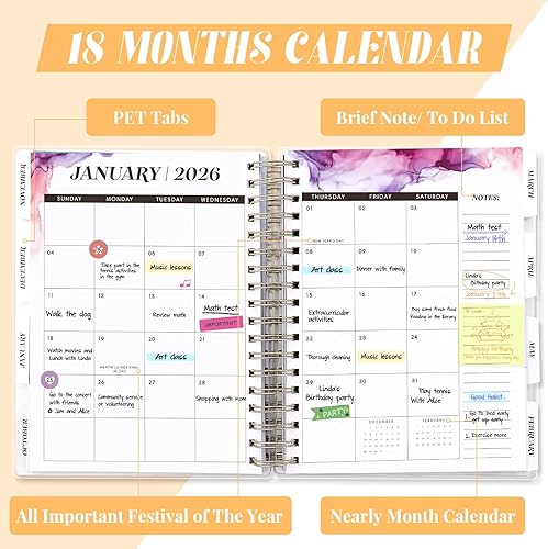 Miniatura 4 de Agenda de tapa dura 2023-2024, 7.9 x 9.8 pulgadas, agenda grande de 18 meses, diaria, semanal, mensual, agenda anual de enero de 2023 a junio de