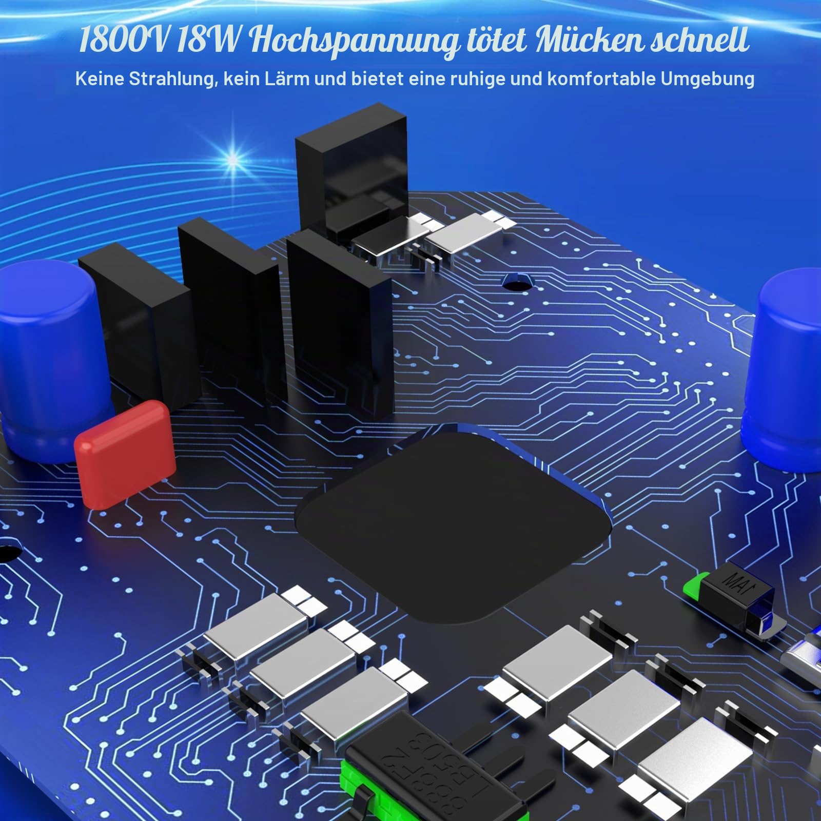 Insektenvernichter Elektrischer, Mückenlampe mit UV Lampe Elektrisch Insektenfalle 80㎡ Effektive für Innen & Außen, Schwarz