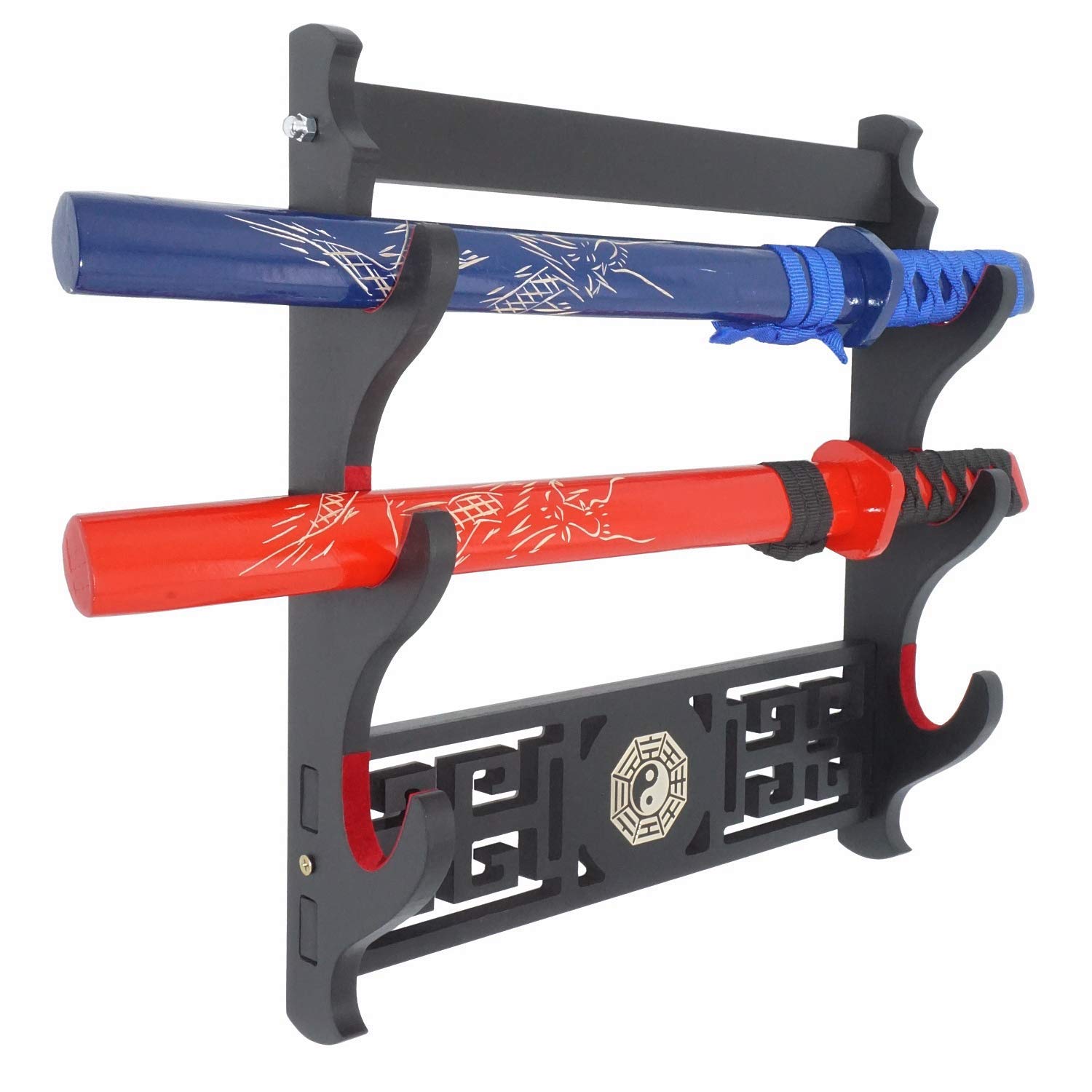 Schwert Wandhalterung Katana Ständer Samurai Schwerthalter Display Rack Chinese Tai Chi Bagua Style,Black,3Tier