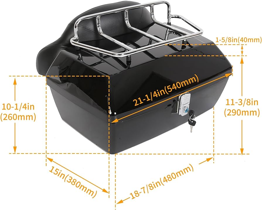 Amazon.com: ECOTRIC 50L Motorcycle trunk w/Top Rack & Backrest