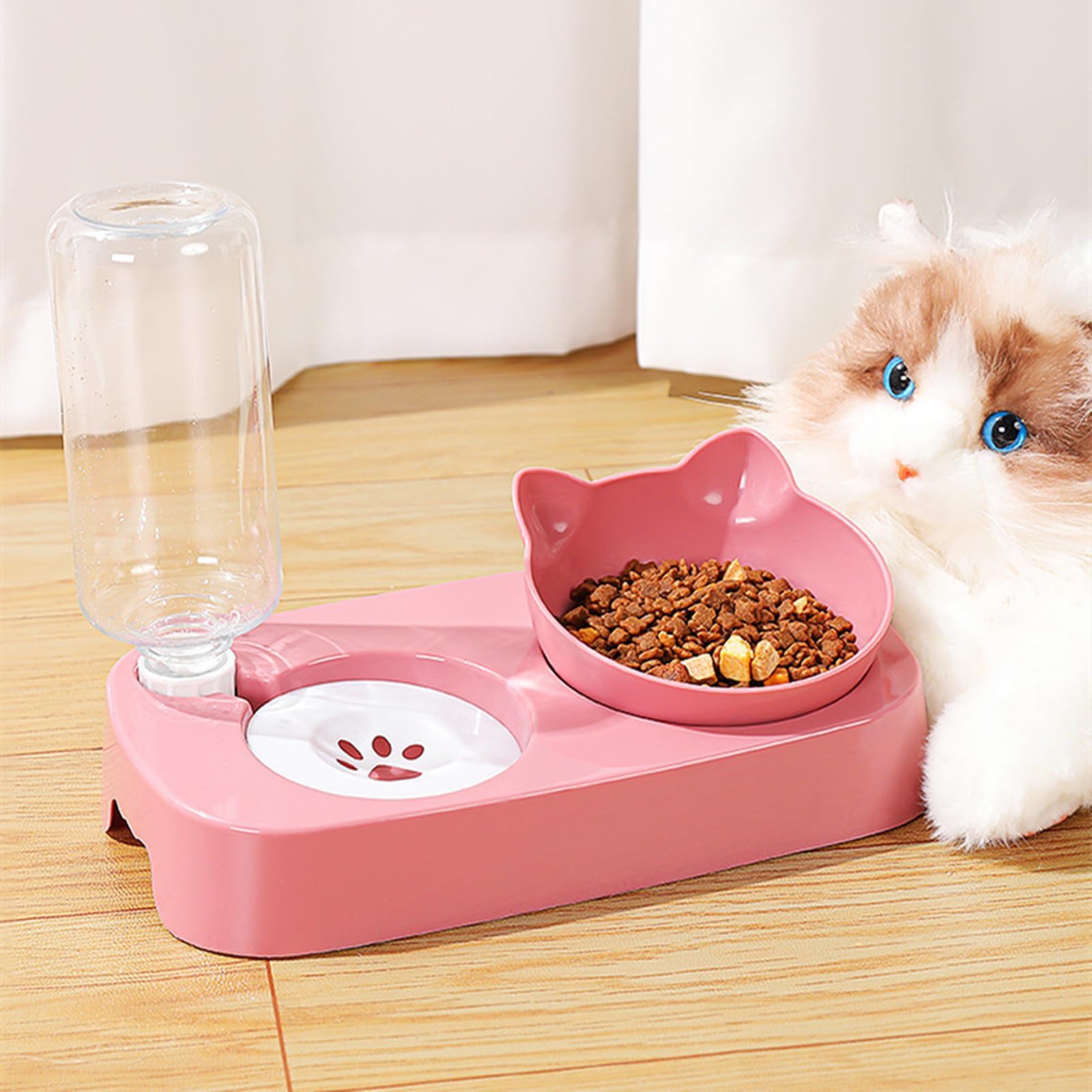 Tnfeeon Ciotole doppie per cani e gatti, set di ciotole per acqua e cibo per animali domestici con dispenser automatico di acqua bottiglia ciotola staccabile per cani di piccola taglia e gatti gattini