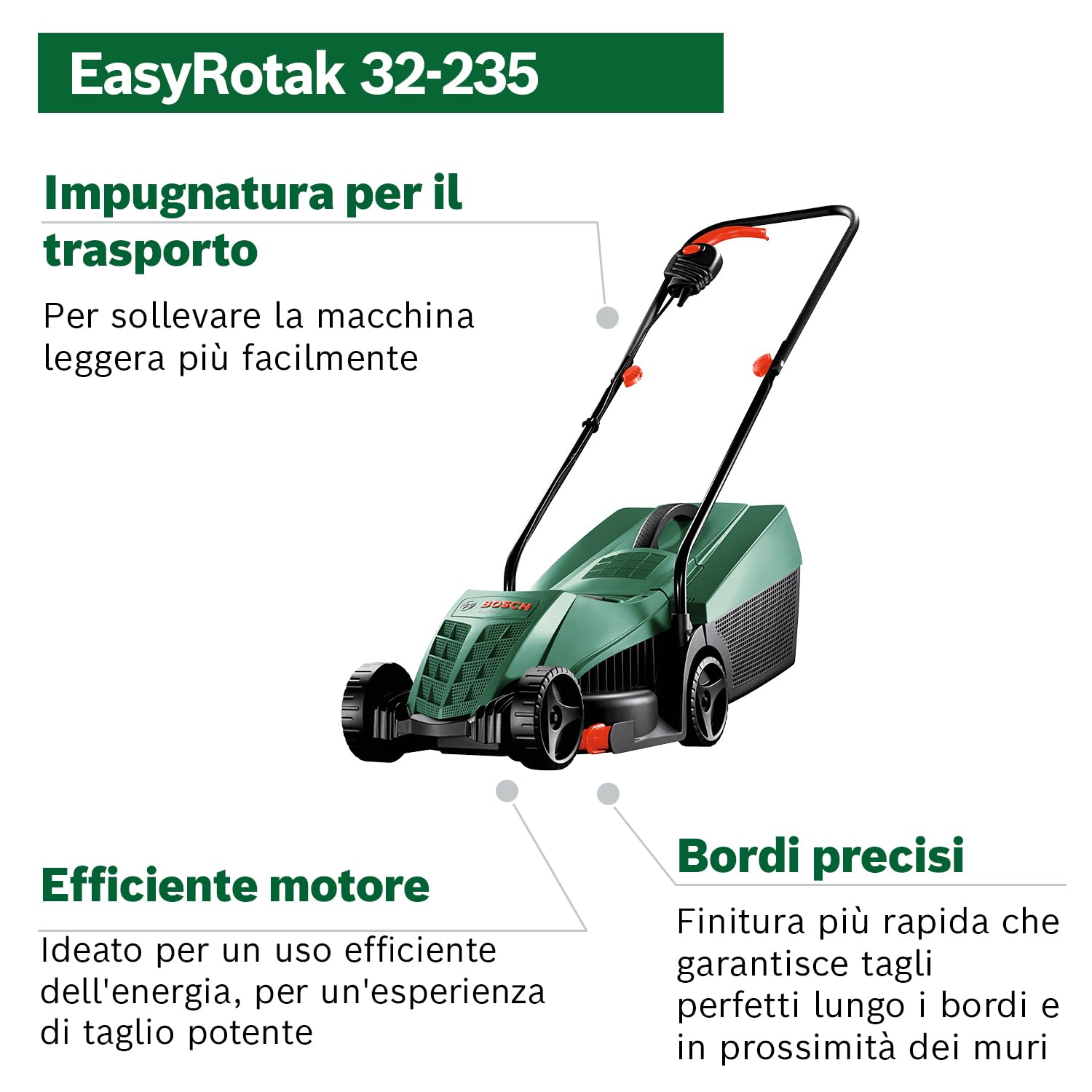 Bosch Rasaerba A Batteria ROTAK18V-32  Larghezza Di Taglio: 32 Cm Altezza Di Tagli
