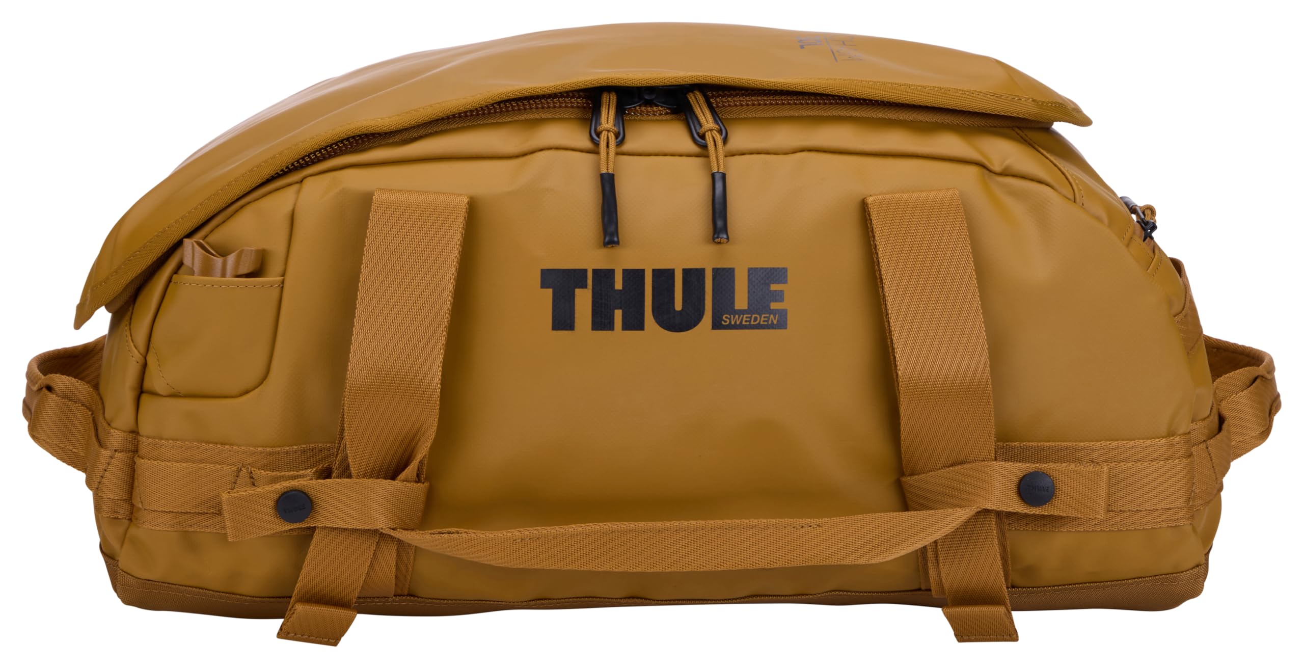 Thule Chasm Torba podróżna duffel 30 l, szeroki otwór ułatwiający pakowanie, plecak, wewnętrzne kieszenie z siatki, wzmocnione dno, z blokadą, materiały, taśmy i siatki z materiału w 100% z recyklingu